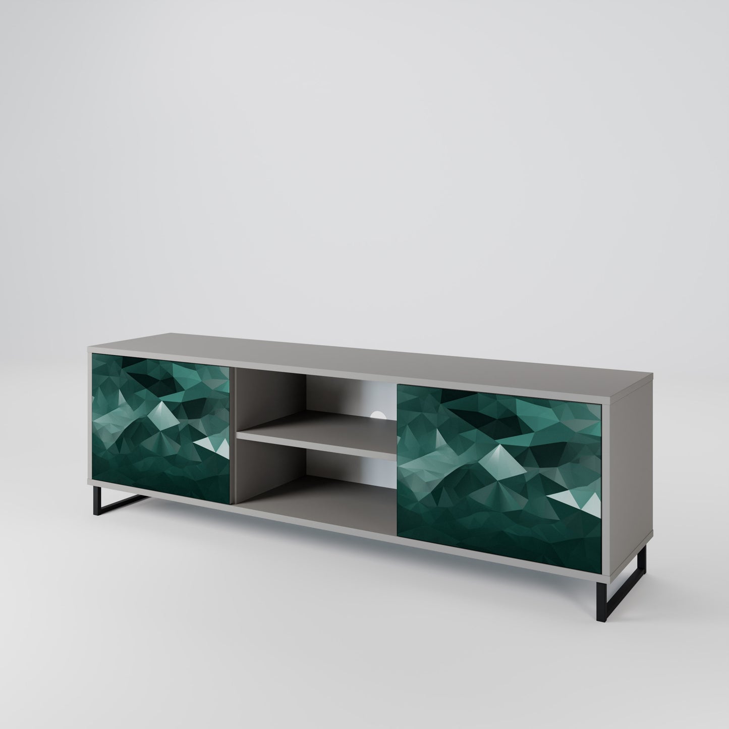 POLYGONAL FLYTANDE 2-dörrars TV-bänk i grå finish