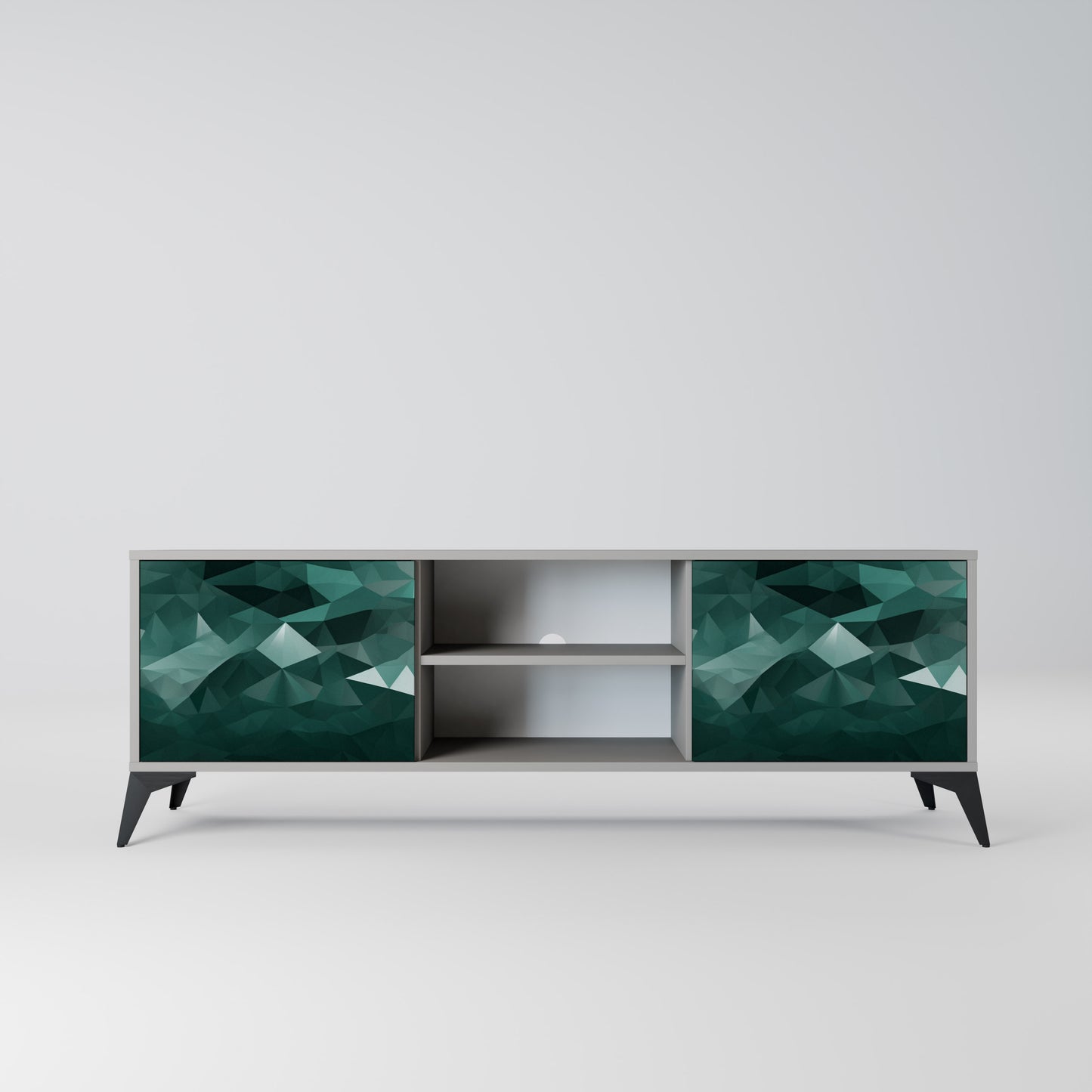 POLYGONAL FLYTANDE 2-dörrars TV-bänk i grå finish