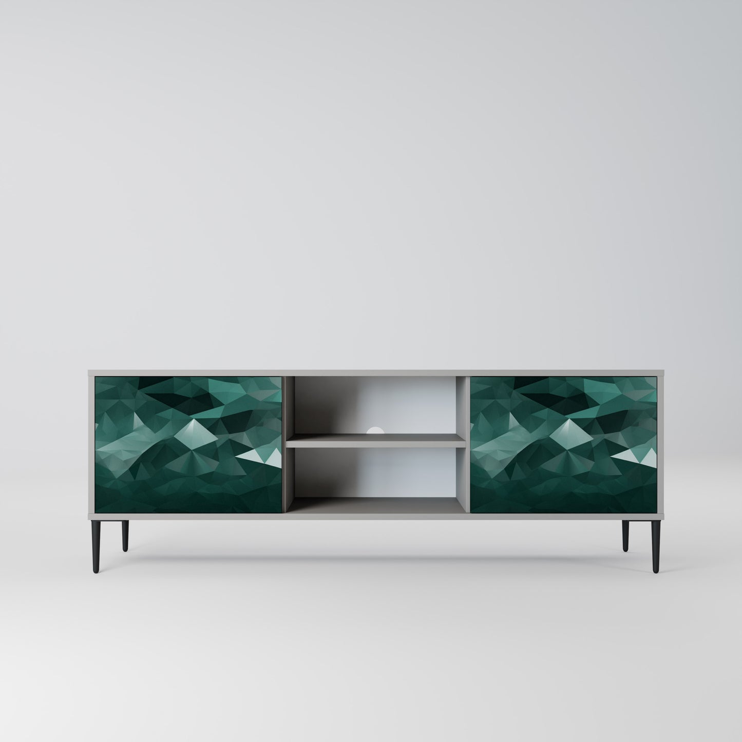 POLYGONAL FLYTANDE 2-dörrars TV-bänk i grå finish