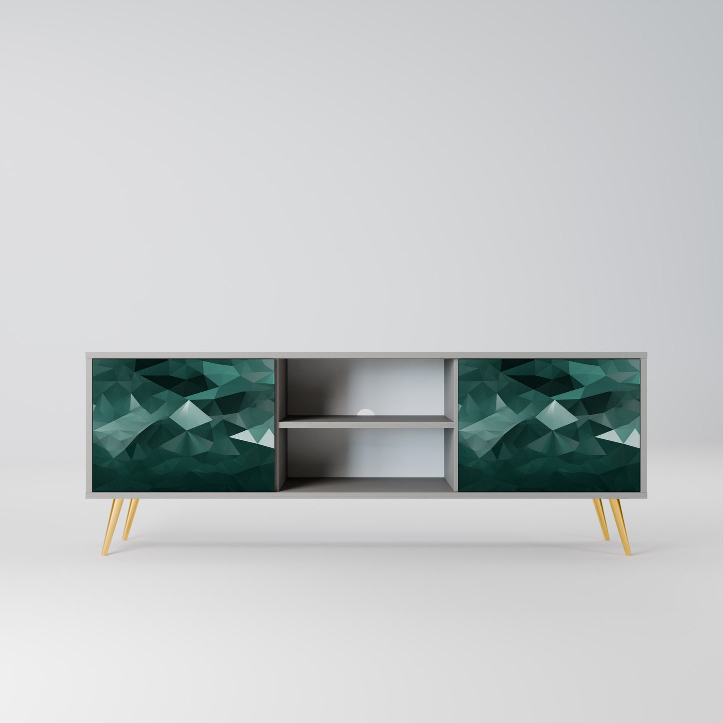 POLYGONAL FLYTANDE 2-dörrars TV-bänk i grå finish