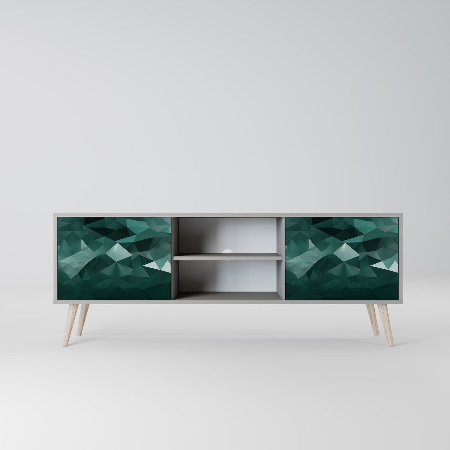 POLYGONAL FLYTANDE 2-dörrars TV-bänk i grå finish