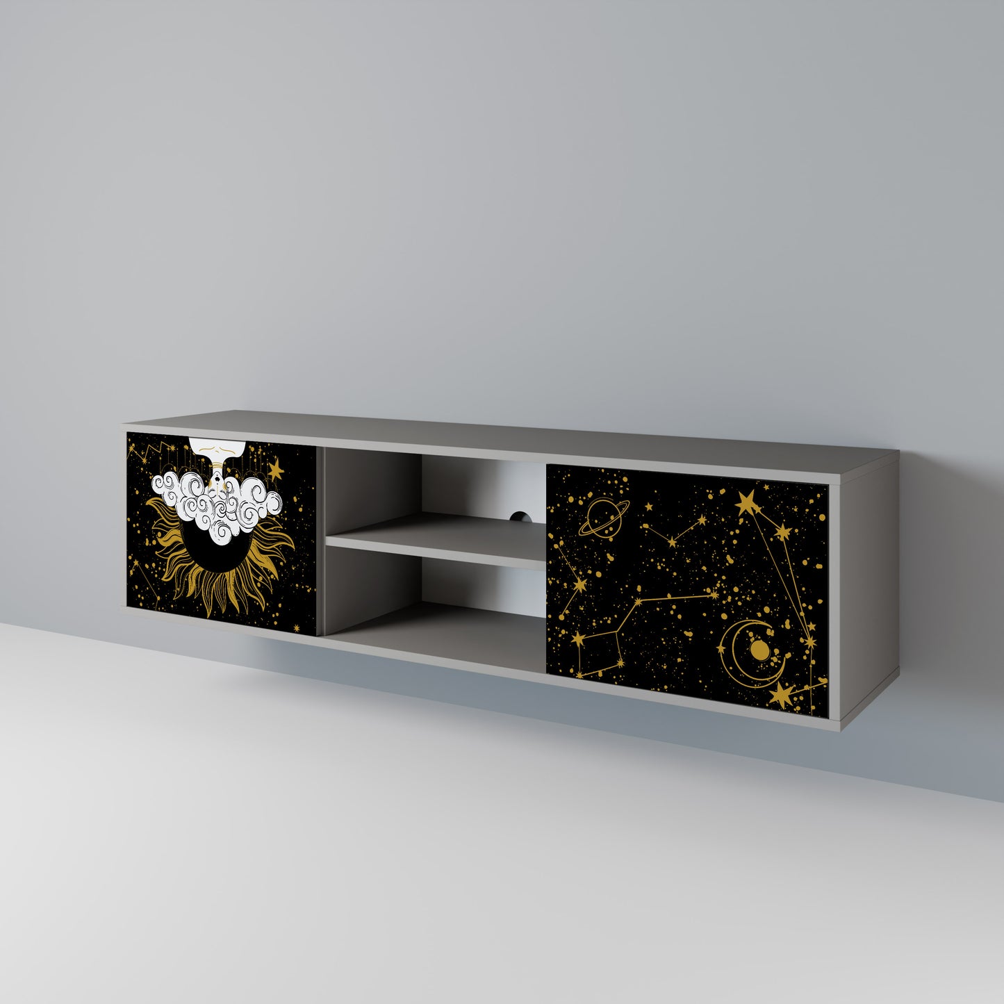 STELLAR CONSTELLATIONS 2-dörrars TV-bänk i grå finish