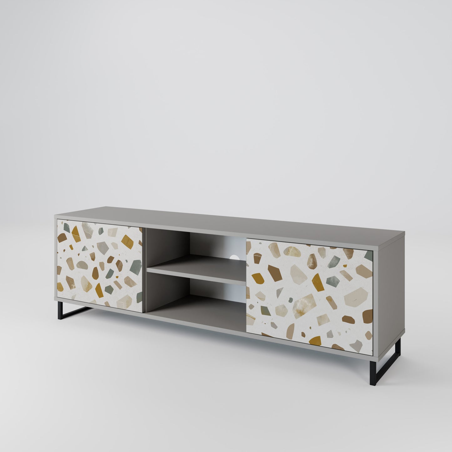 PIECES OF TOMORROW 2-Door TV Stand in Grey Finish