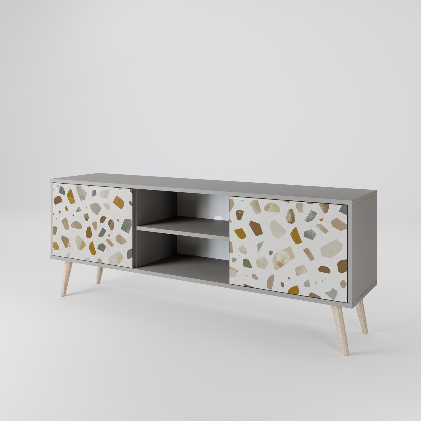 PIECES OF TOMORROW 2-Door TV Stand in Grey Finish