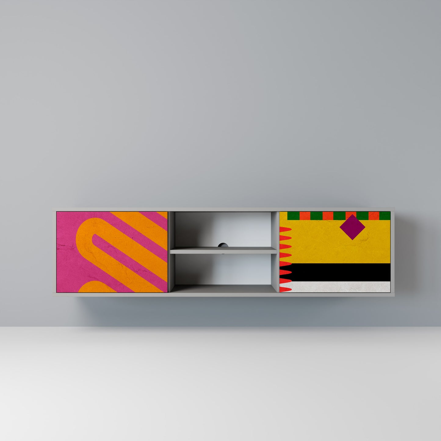 VIVID ART 2-dörrars TV-bänk i grå finish