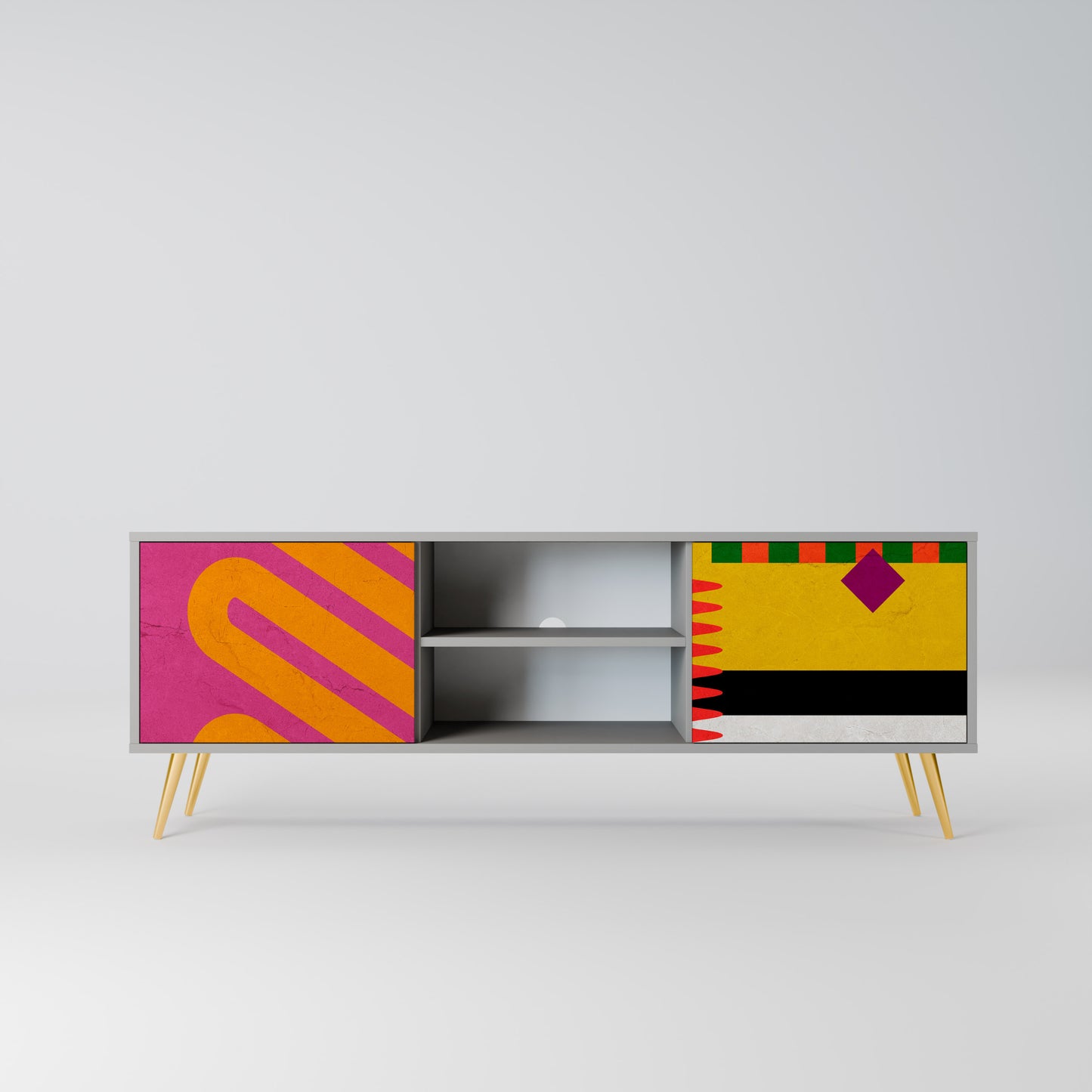 VIVID ART 2-dörrars TV-bänk i grå finish
