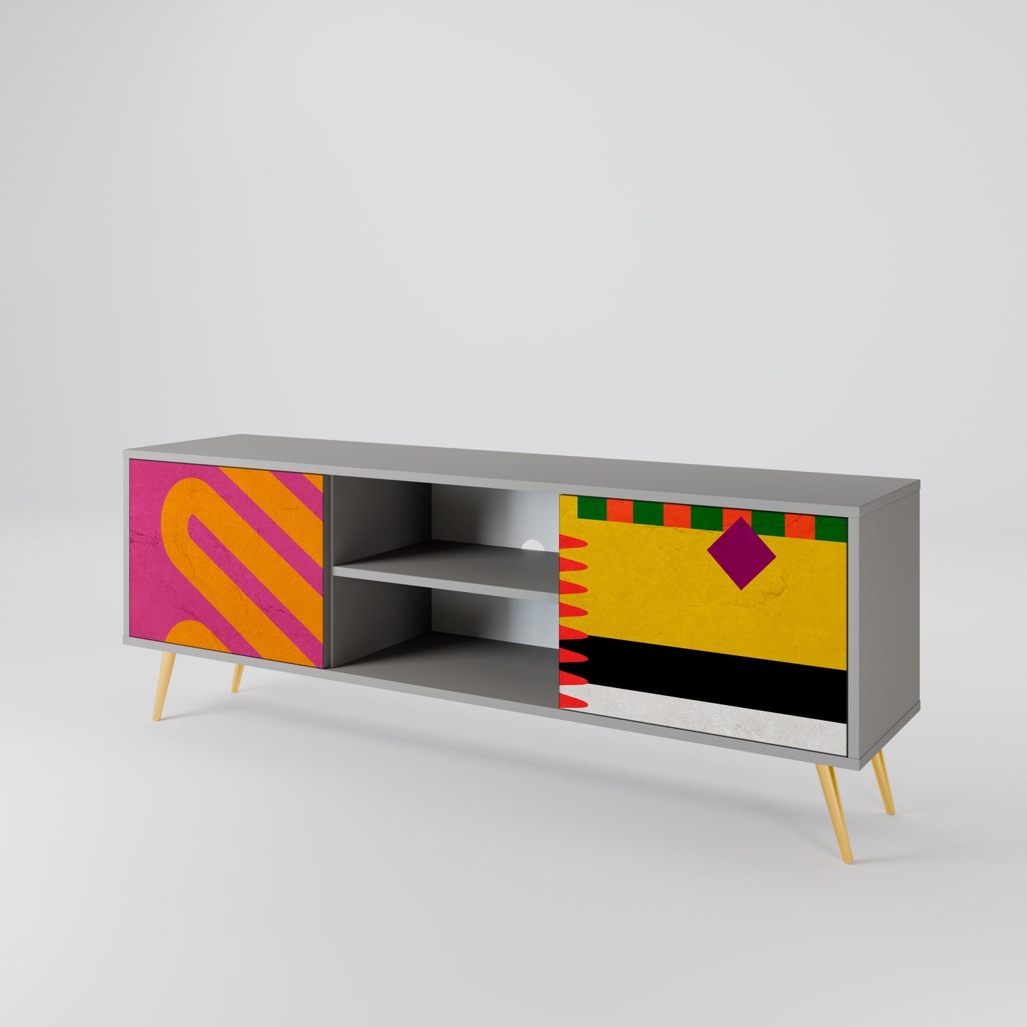 VIVID ART 2-dörrars TV-bänk i grå finish