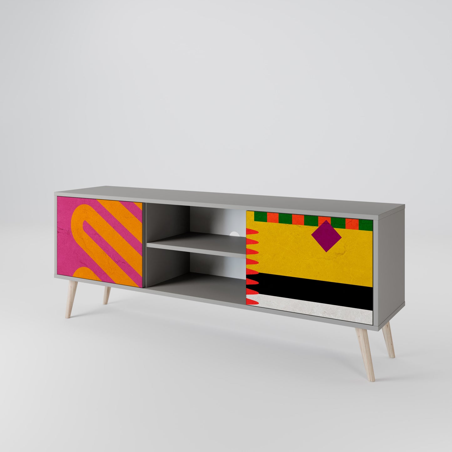 VIVID ART 2-dörrars TV-bänk i grå finish