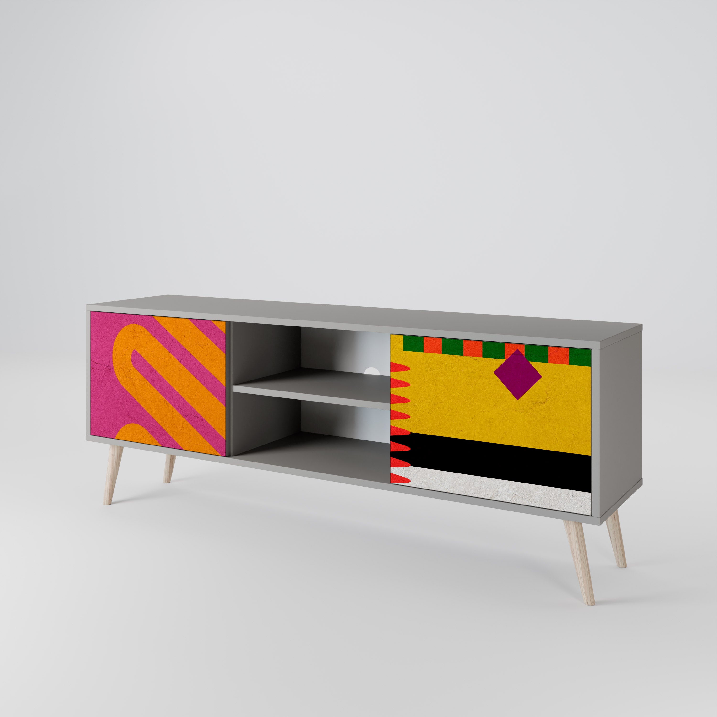 VIVID ART 2-dörrars TV-bänk i grå finish
