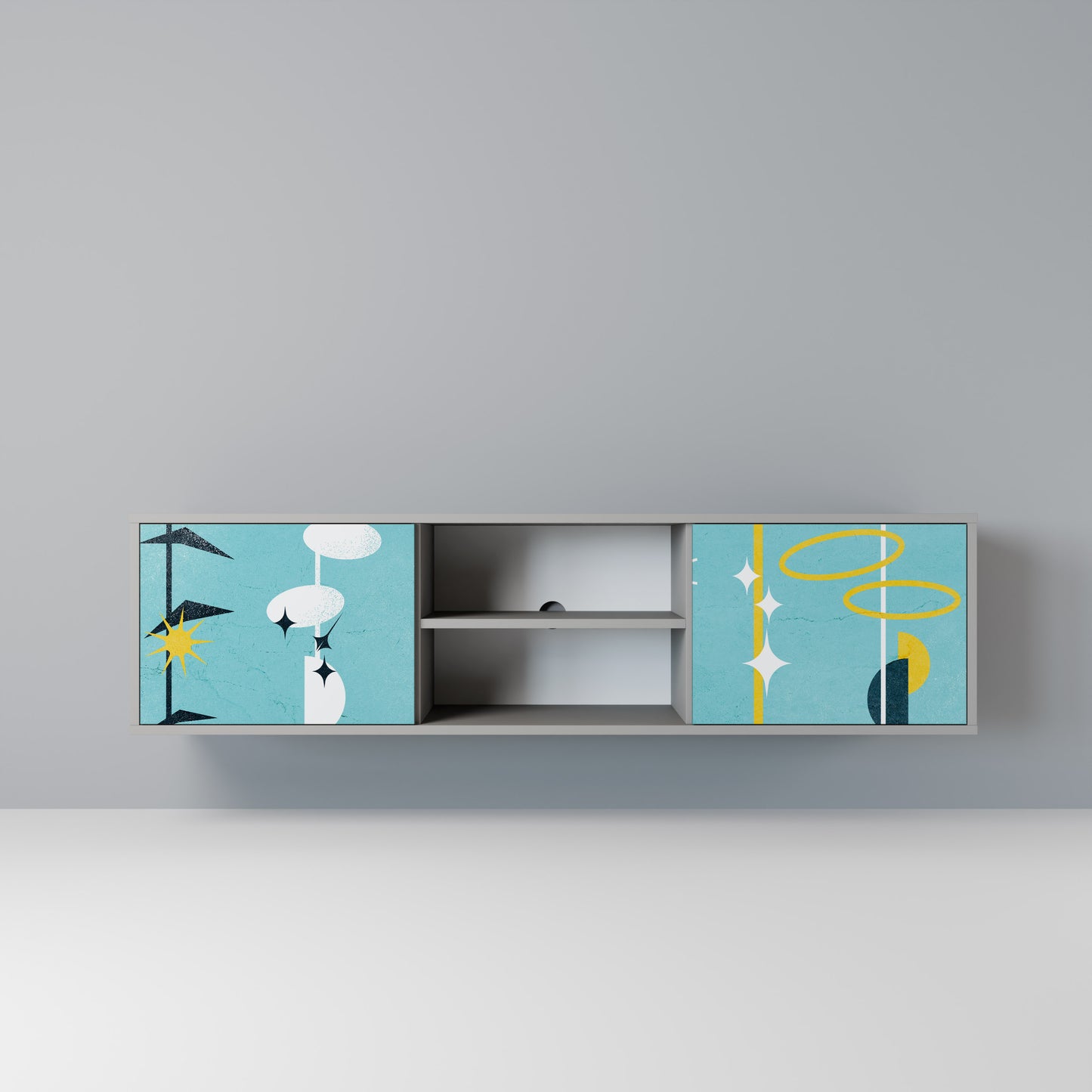 PATHS TO HAPPINESS 2-Door TV Stand in Grey Finish