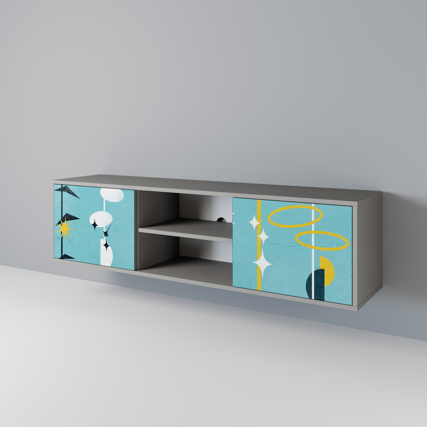 PATHS TO HAPPINESS 2-Door TV Stand in Grey Finish