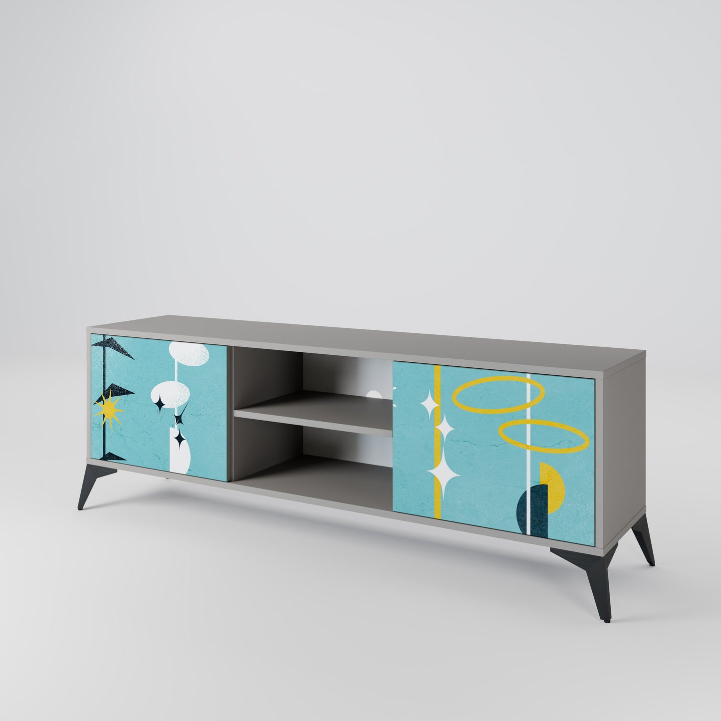 PATHS TO HAPPINESS 2-Door TV Stand in Grey Finish