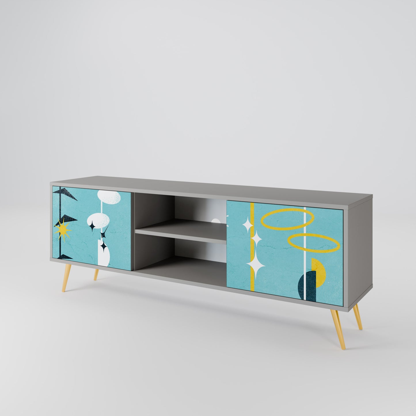 PATHS TO HAPPINESS 2-Door TV Stand in Grey Finish