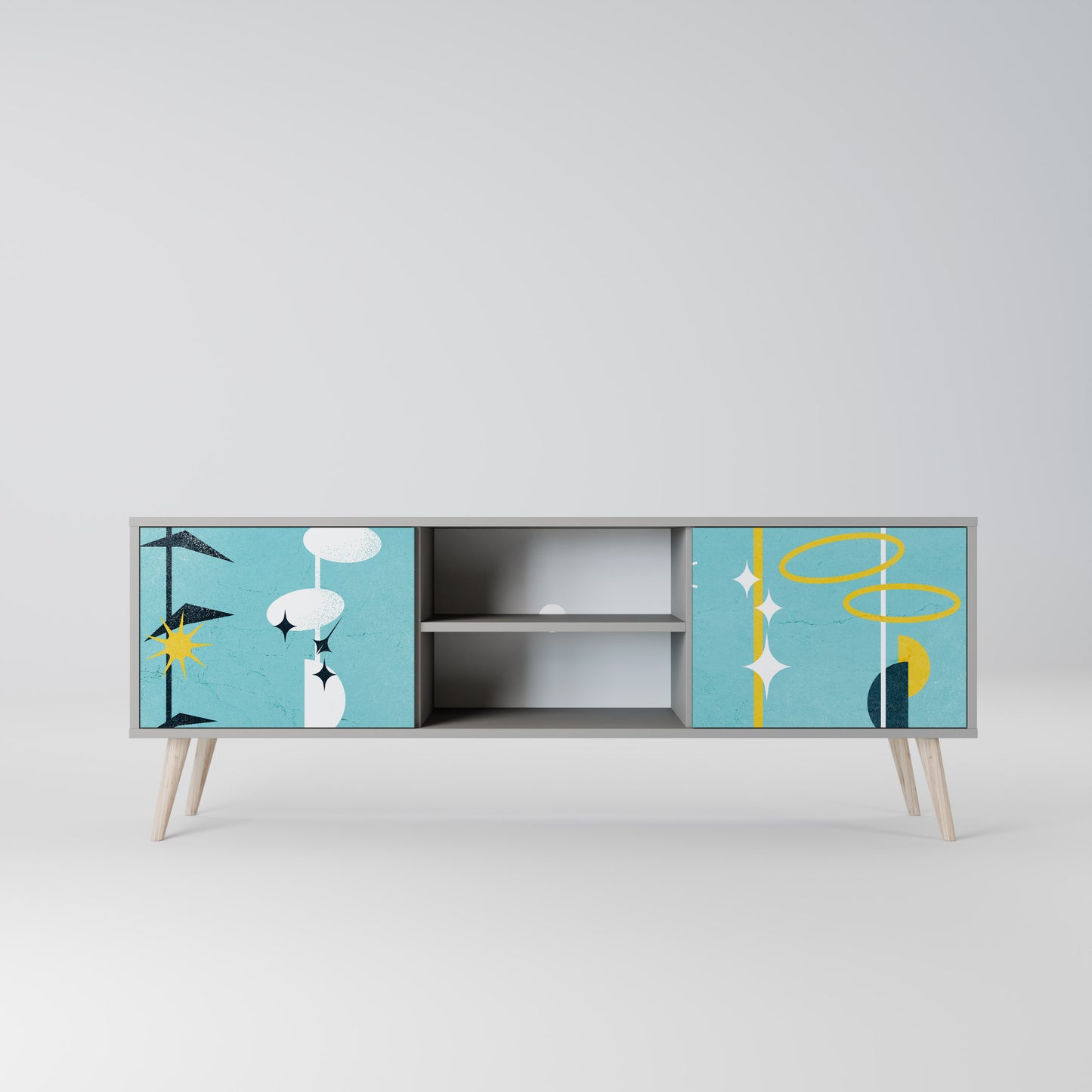 PATHS TO HAPPINESS 2-Door TV Stand in Grey Finish