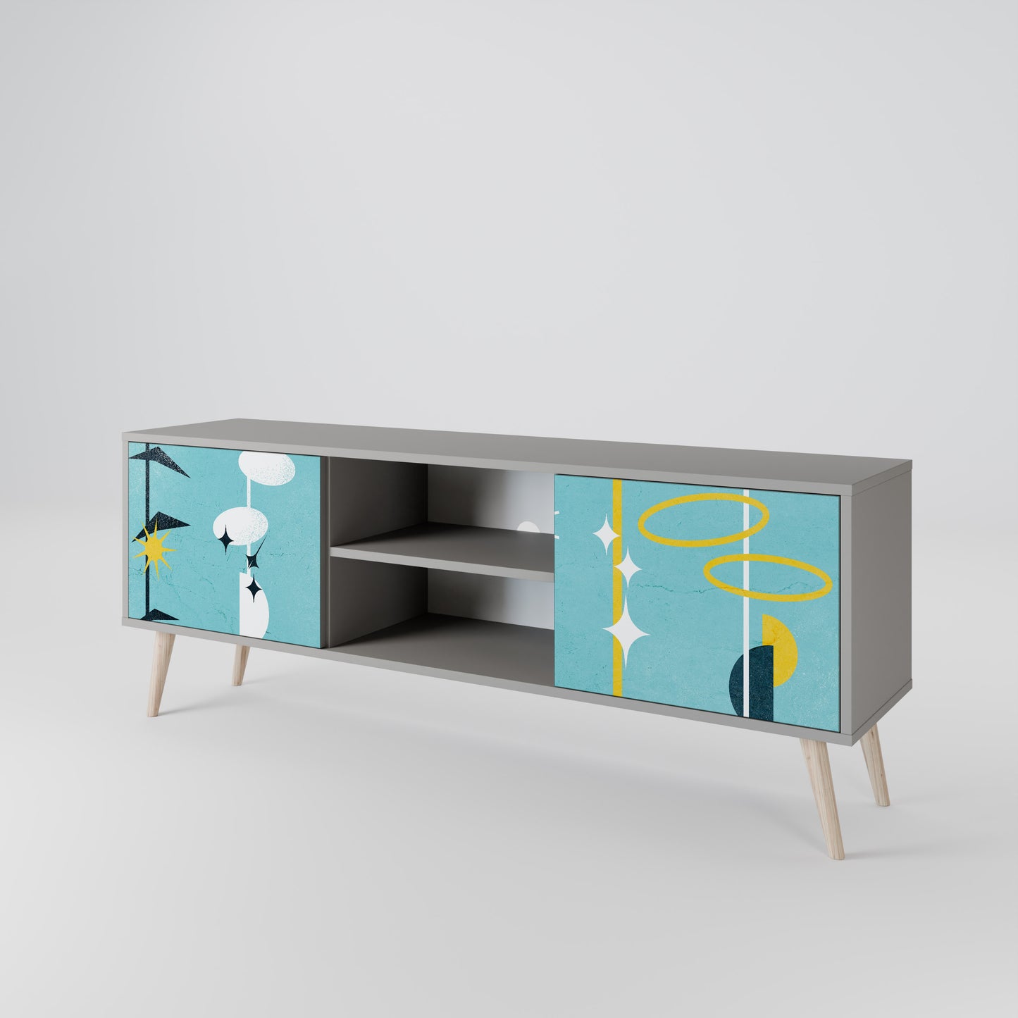 PATHS TO HAPPINESS 2-Door TV Stand in Grey Finish