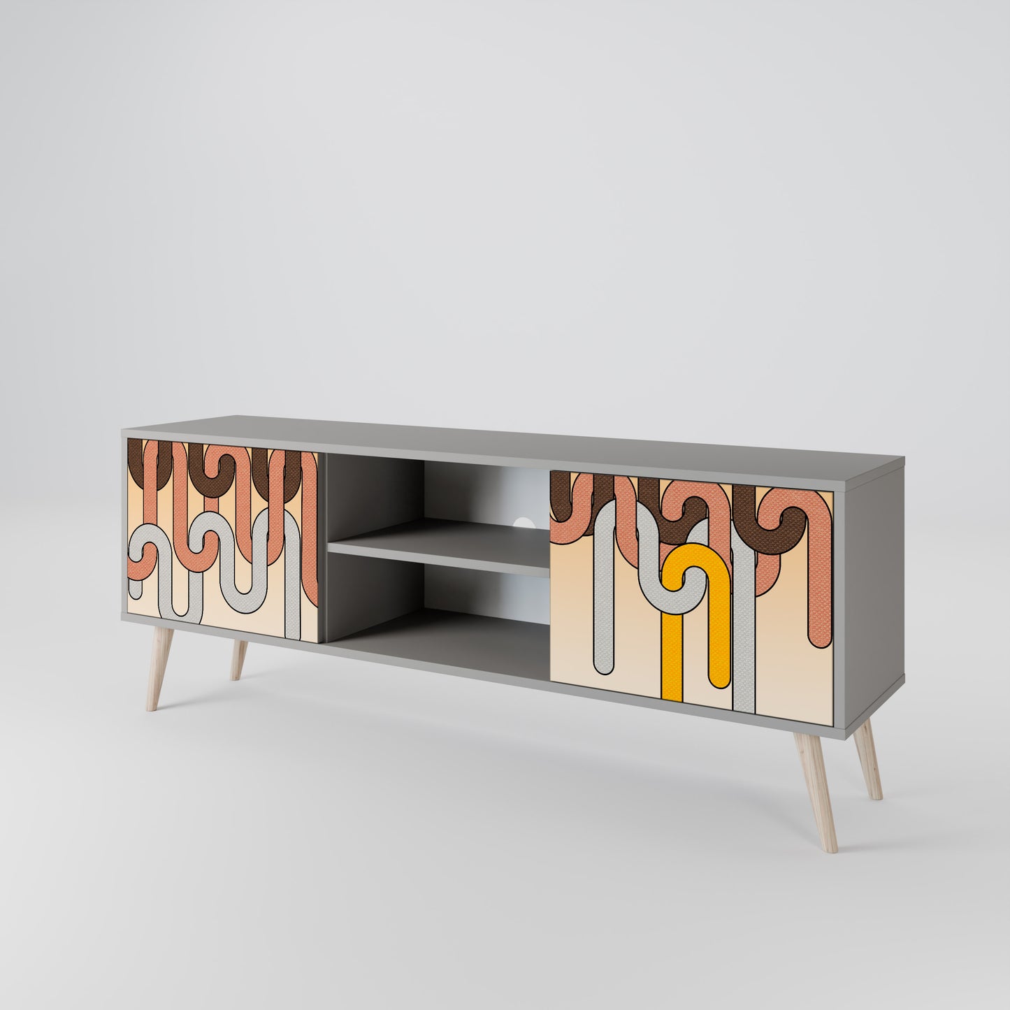 COLORFUL STRINGS 2-Door TV Stand in Grey Finish