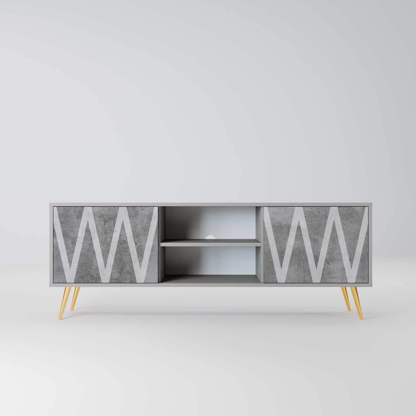 SOLID ZIG ZAG 2-dörrars TV-bänk i grå finish