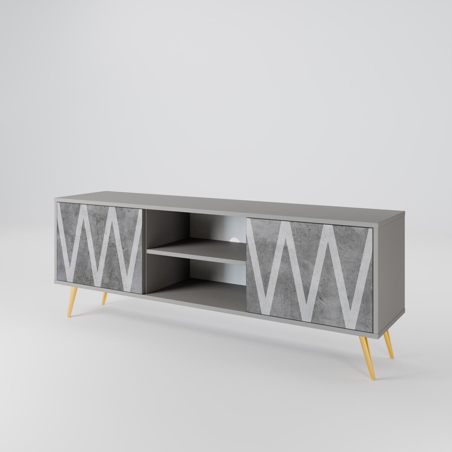 SOLID ZIG ZAG 2-dörrars TV-bänk i grå finish