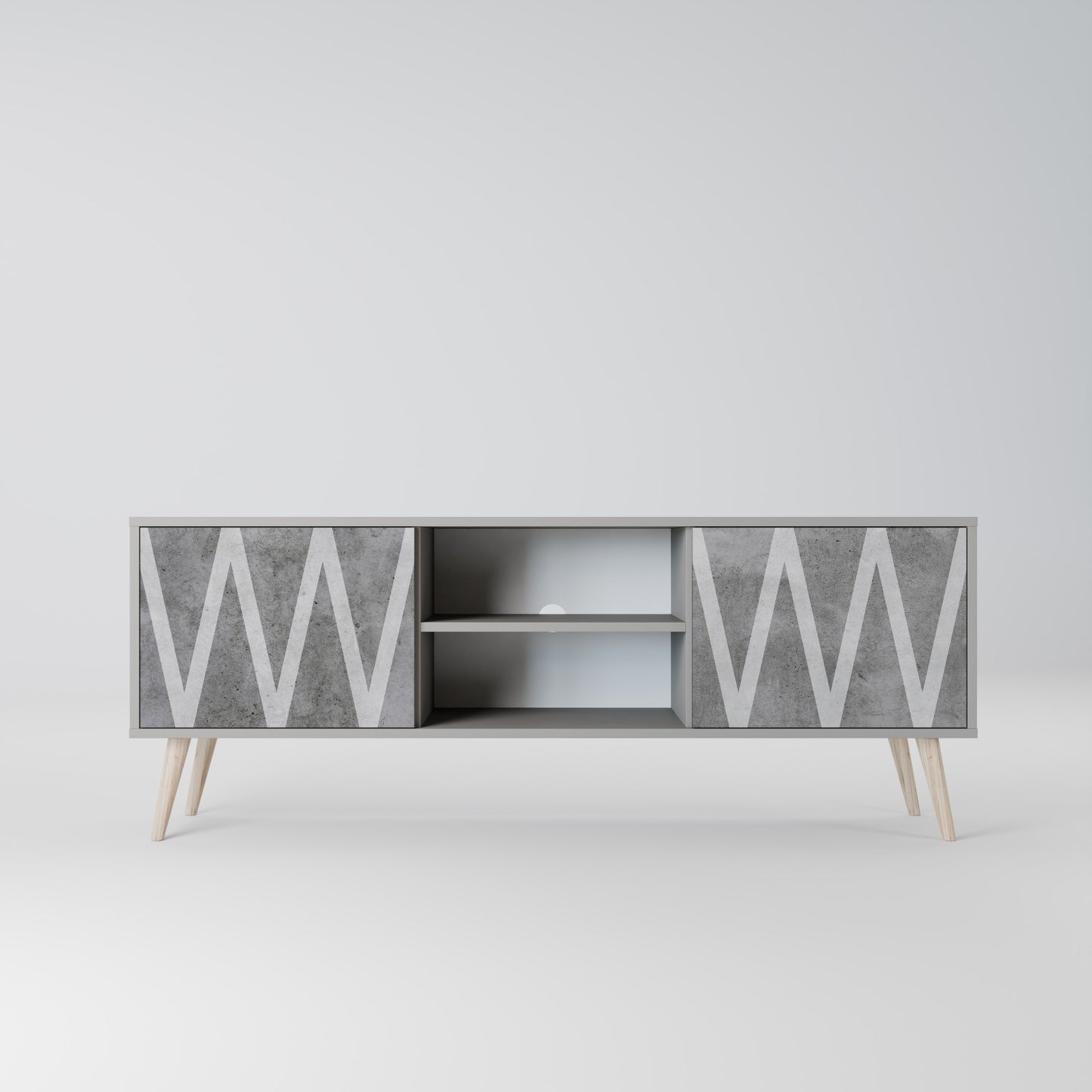 SOLID ZIG ZAG 2-dörrars TV-bänk i grå finish