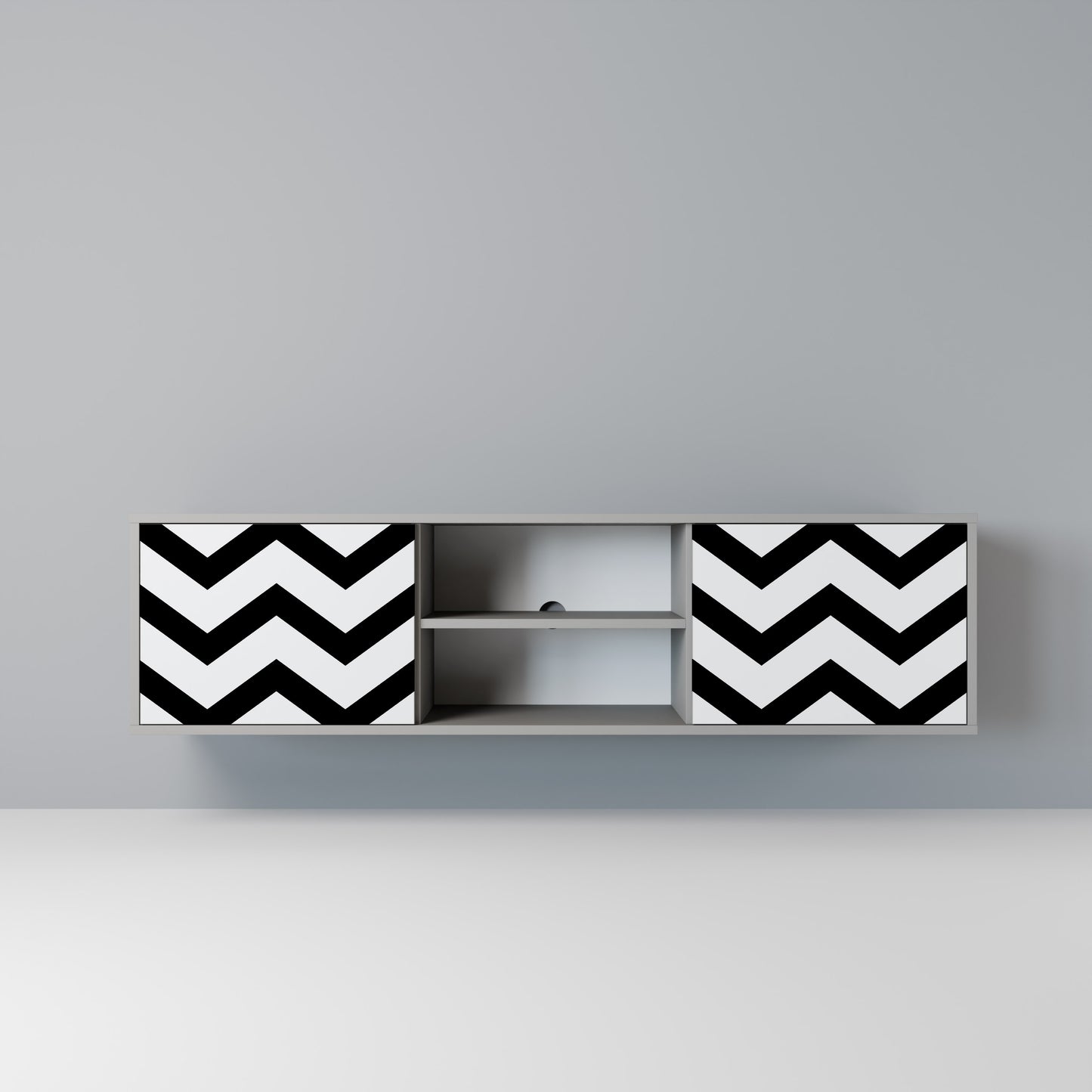 CLASSIC ZIG ZAG 2-dörrars TV-bänk i grå finish