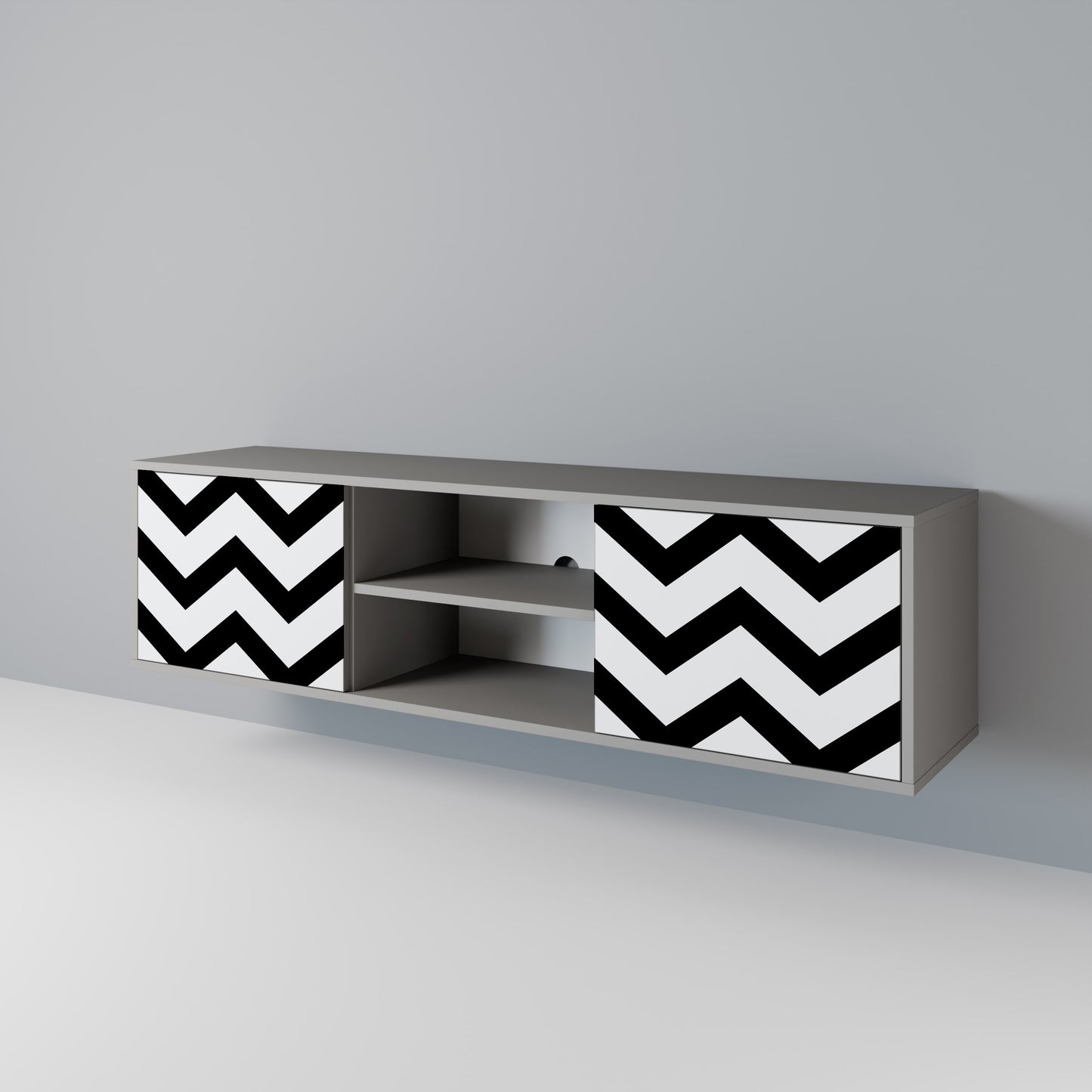 CLASSIC ZIG ZAG 2-dörrars TV-bänk i grå finish