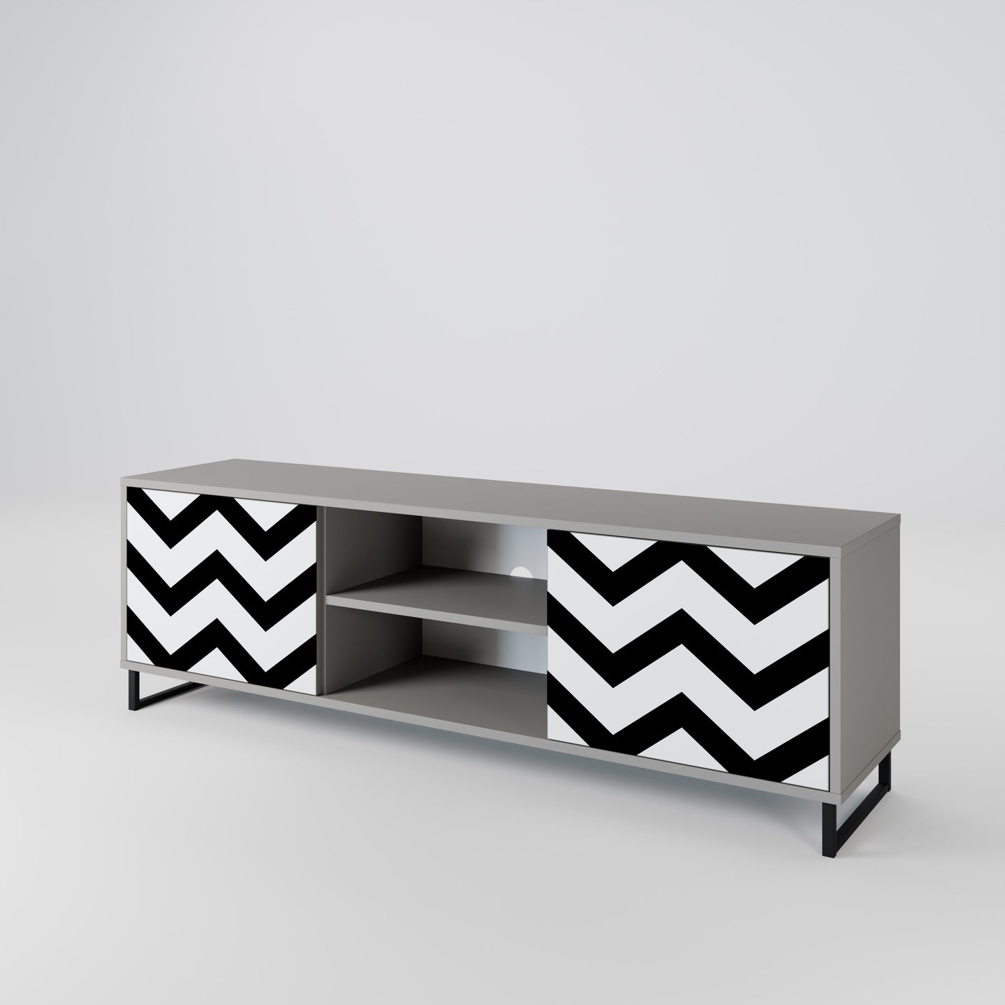 CLASSIC ZIG ZAG 2-dörrars TV-bänk i grå finish