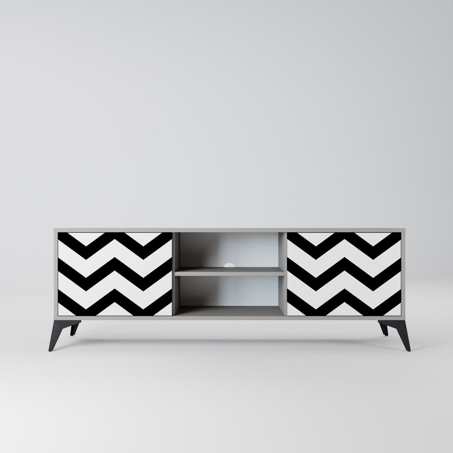 CLASSIC ZIG ZAG 2-dörrars TV-bänk i grå finish