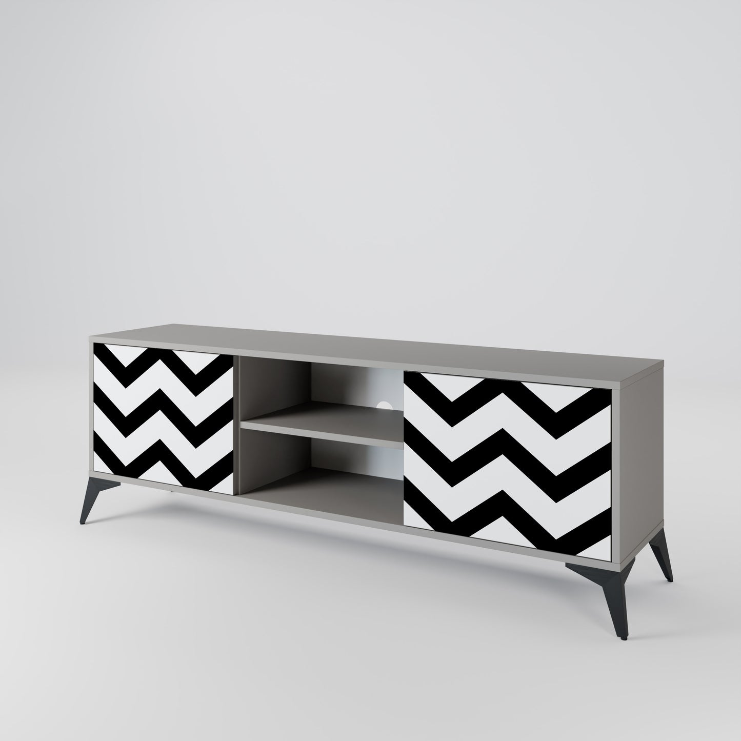 CLASSIC ZIG ZAG 2-dörrars TV-bänk i grå finish