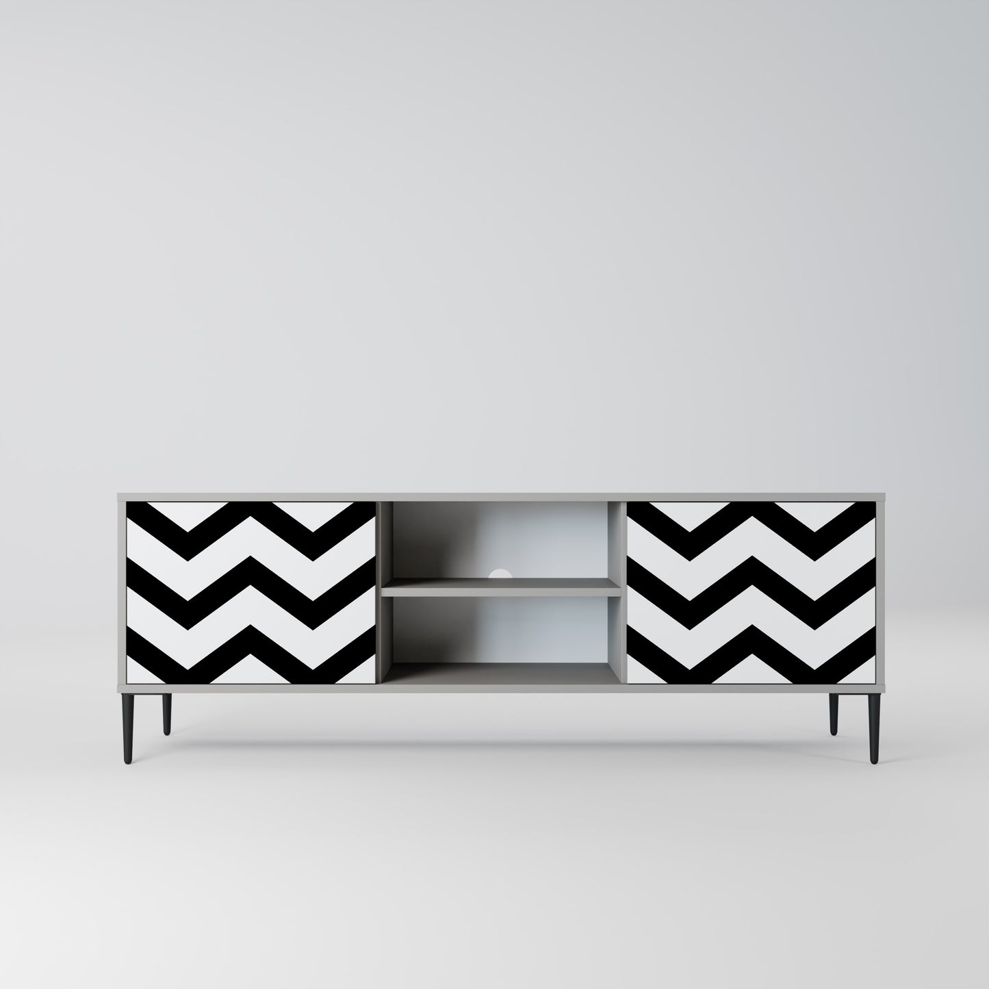 CLASSIC ZIG ZAG 2-dörrars TV-bänk i grå finish
