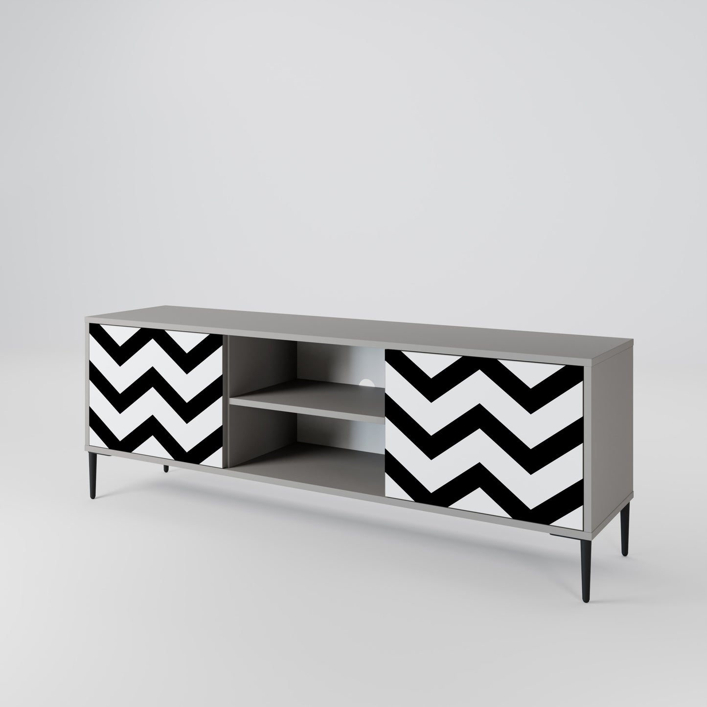 CLASSIC ZIG ZAG 2-dörrars TV-bänk i grå finish