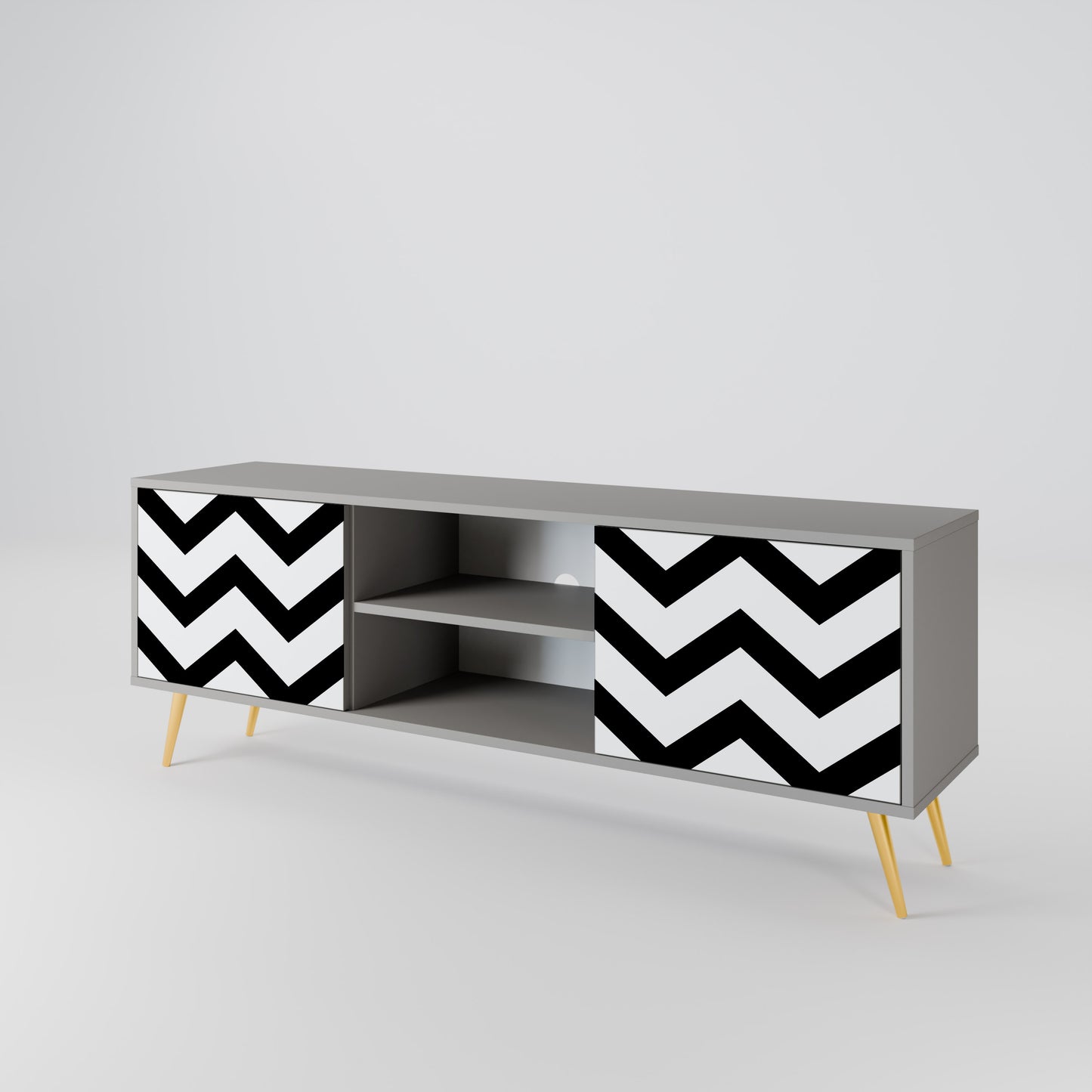 CLASSIC ZIG ZAG 2-dörrars TV-bänk i grå finish