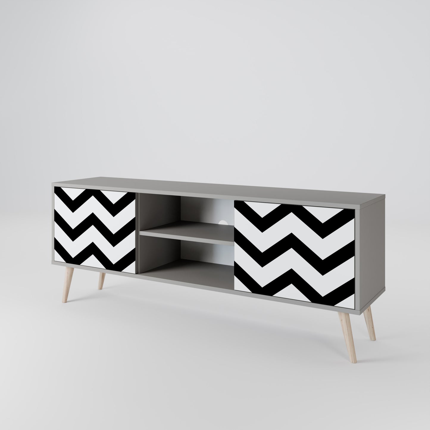 CLASSIC ZIG ZAG 2-dörrars TV-bänk i grå finish