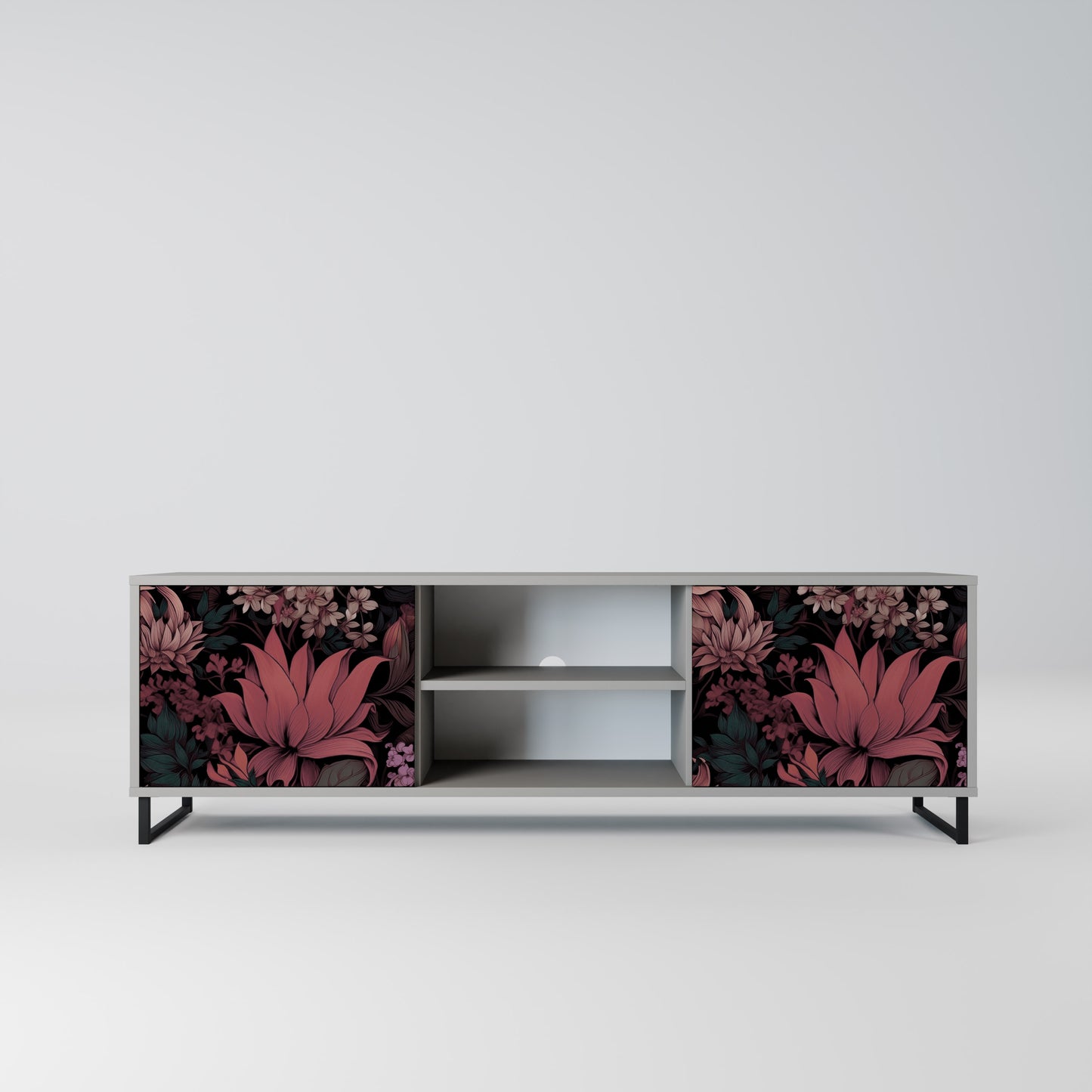 FLORAL WHISPER 2-dörrars TV-bänk i grå finish