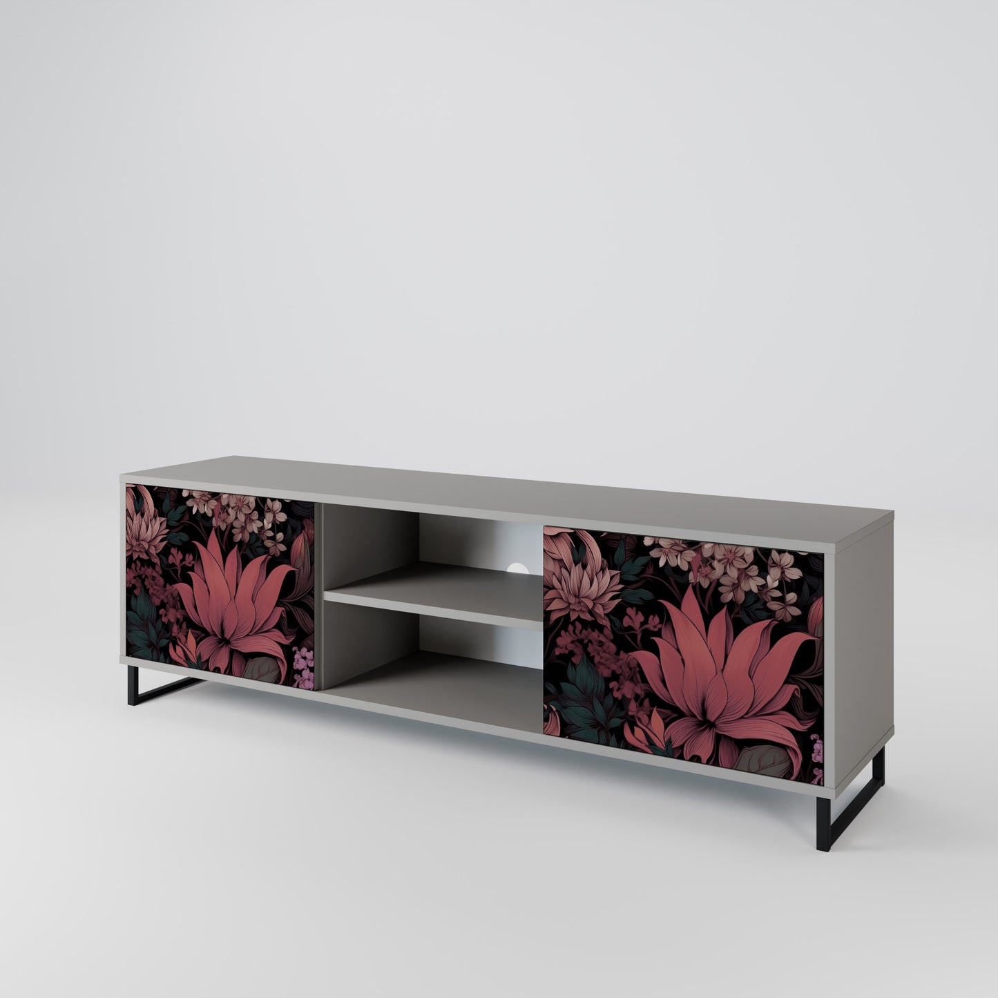 FLORAL WHISPER 2-dörrars TV-bänk i grå finish