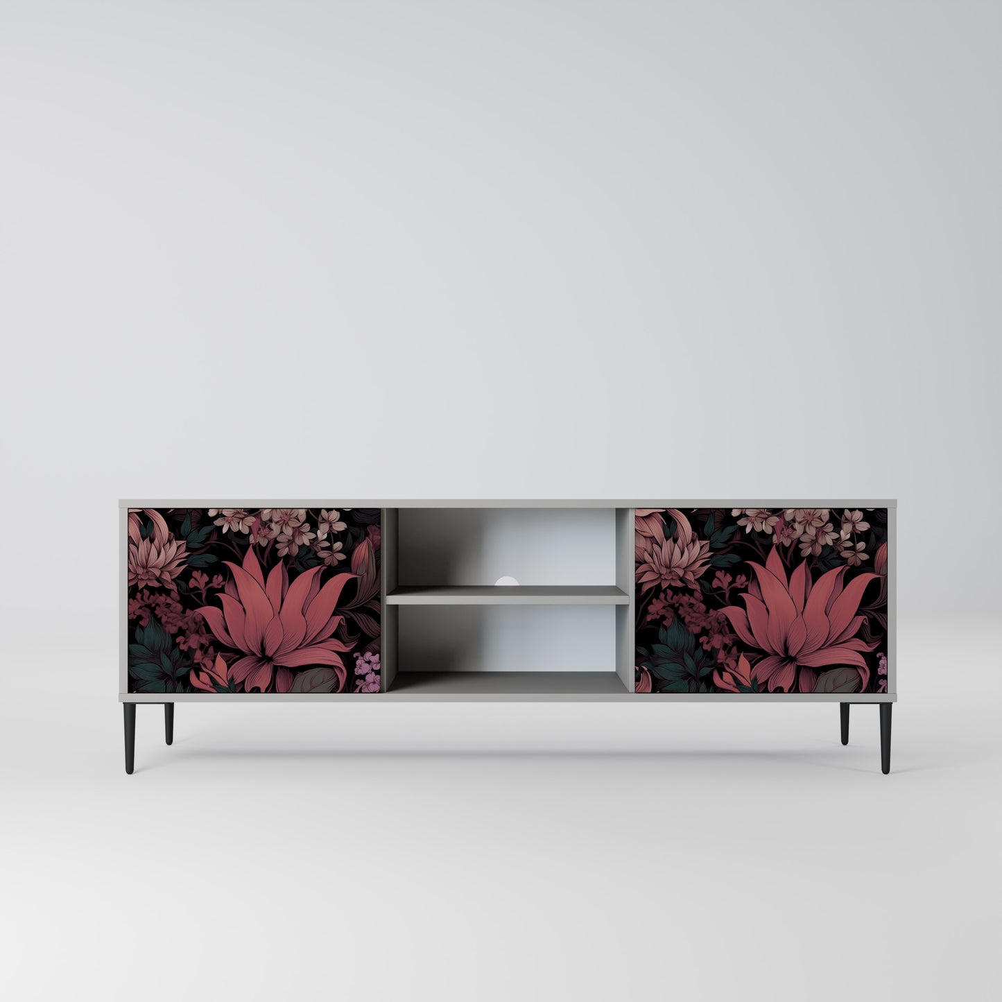 FLORAL WHISPER 2-dörrars TV-bänk i grå finish