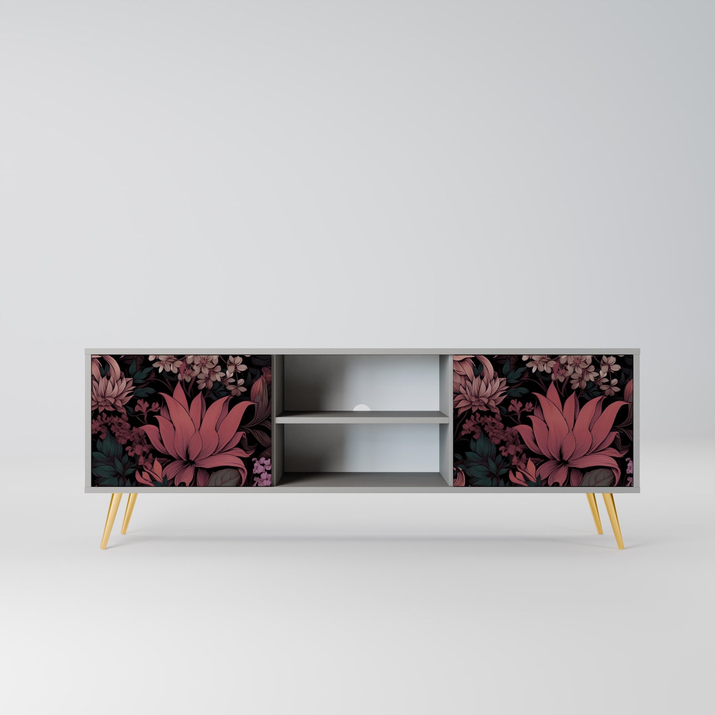 FLORAL WHISPER 2-dörrars TV-bänk i grå finish