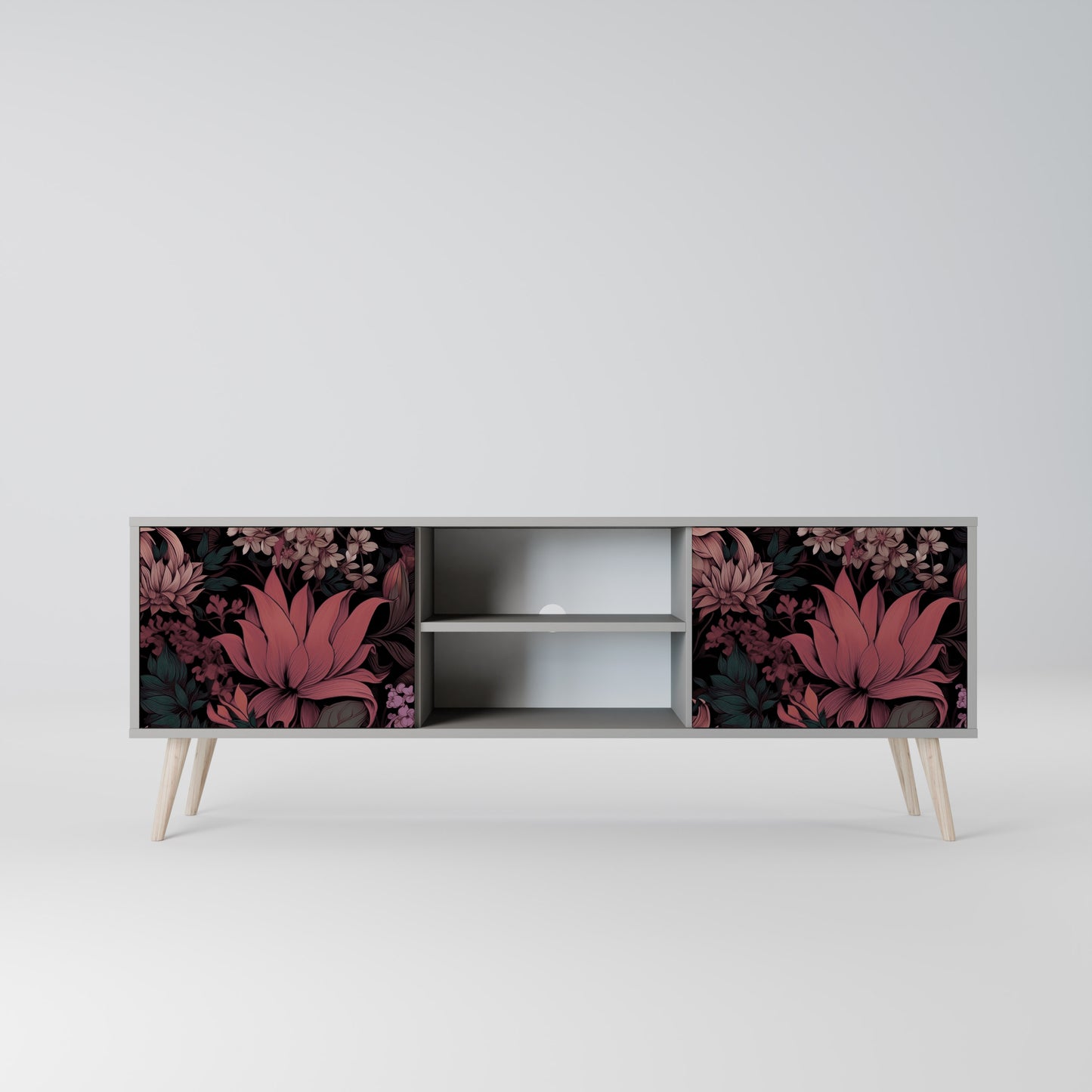 FLORAL WHISPER 2-dörrars TV-bänk i grå finish
