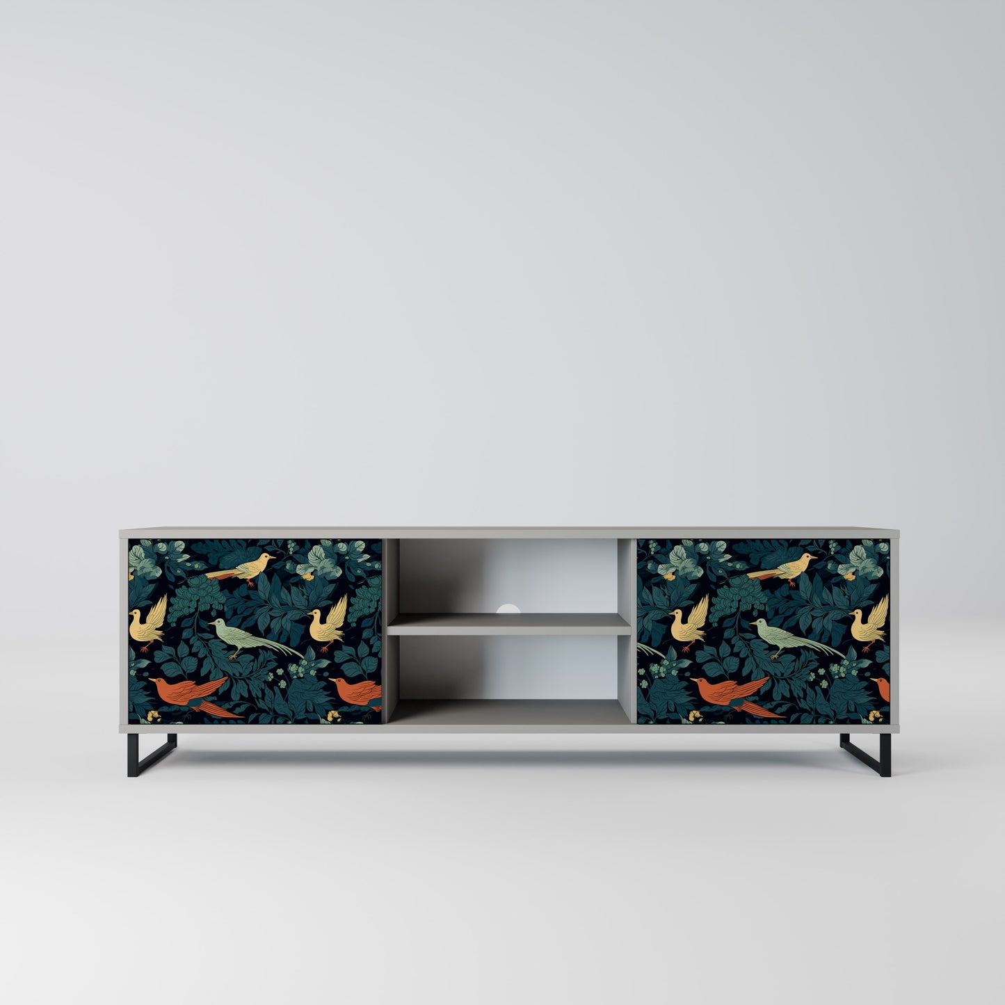 FOWL ORNAMENT 2-dörrars TV-bänk i grå finish