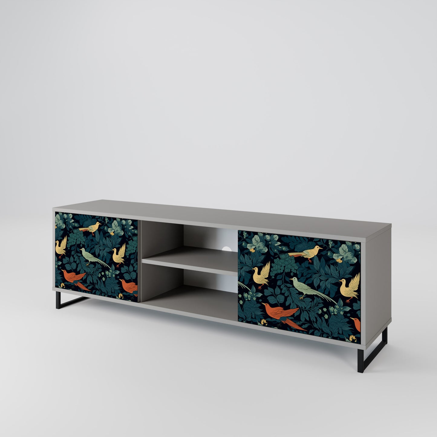 FOWL ORNAMENT 2-dörrars TV-bänk i grå finish