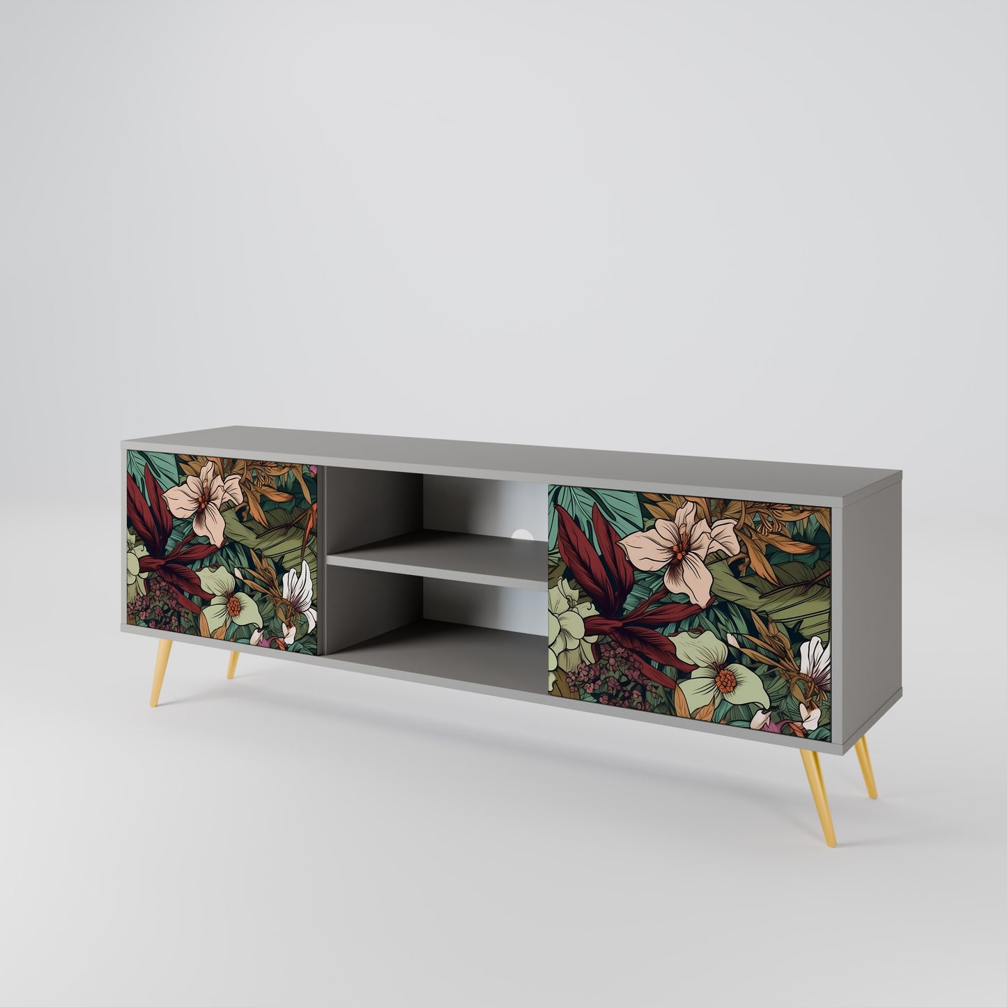BOTANICAL EMERGENCE 2-dörrars TV-bänk i grå finish