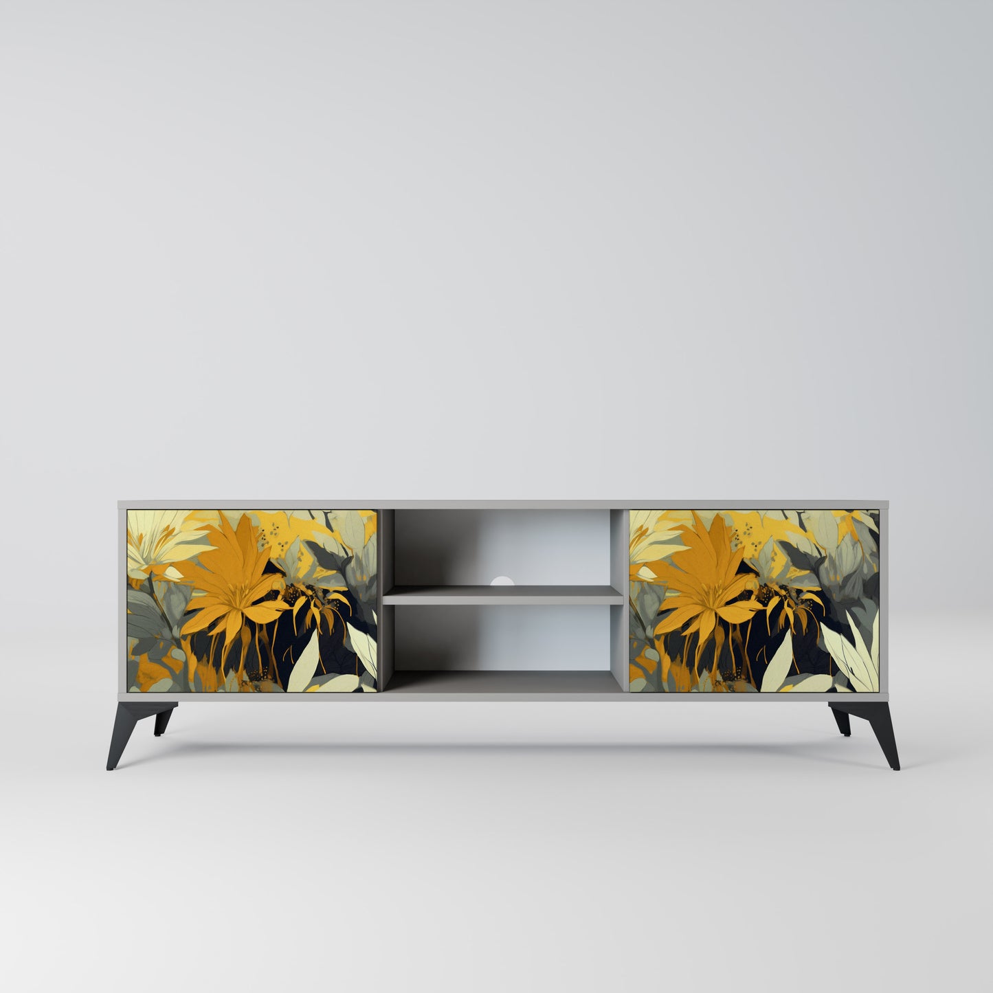 SUNKISSED LILY 2-Door TV Stand in Grey Finish