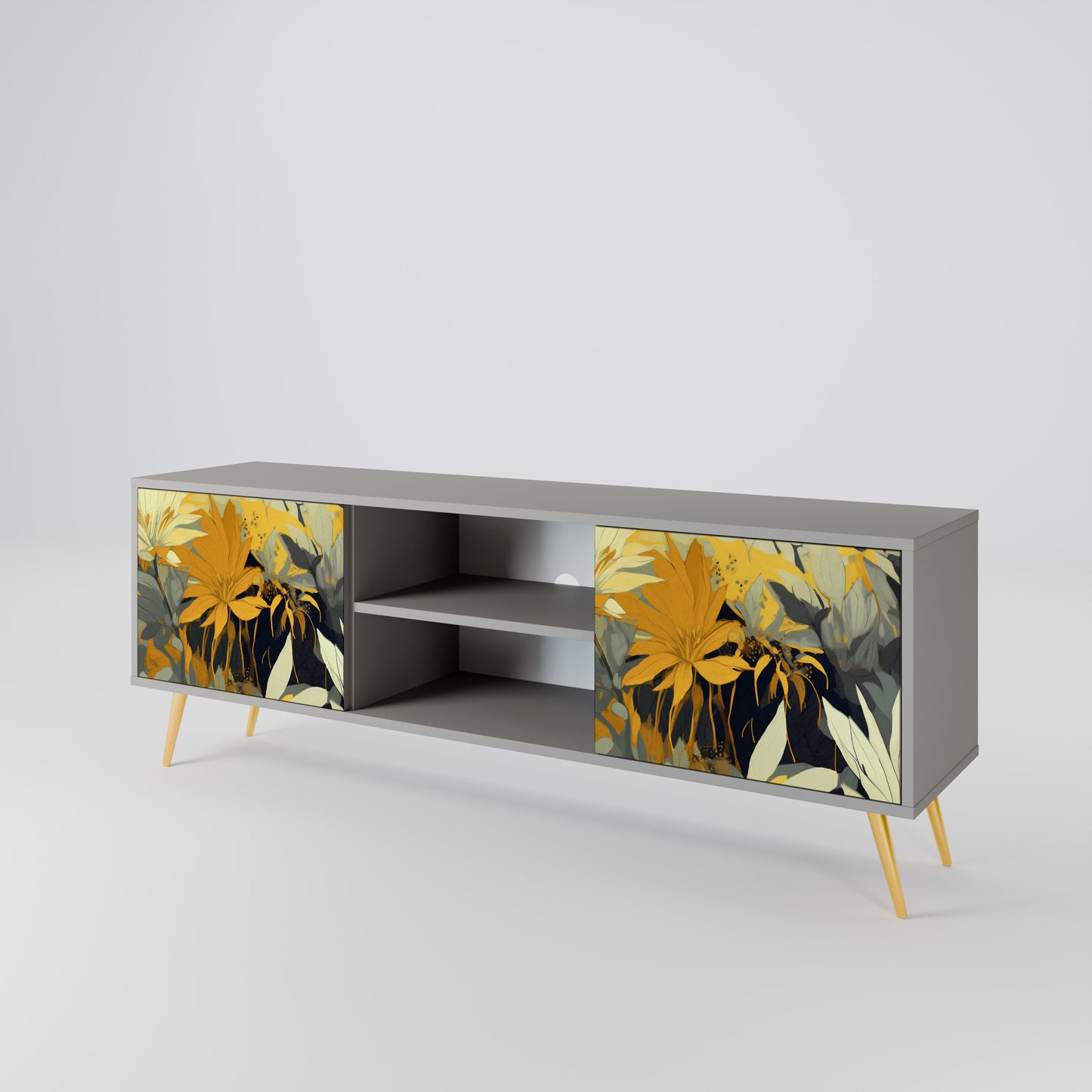 SUNKISSED LILY 2-Door TV Stand in Grey Finish