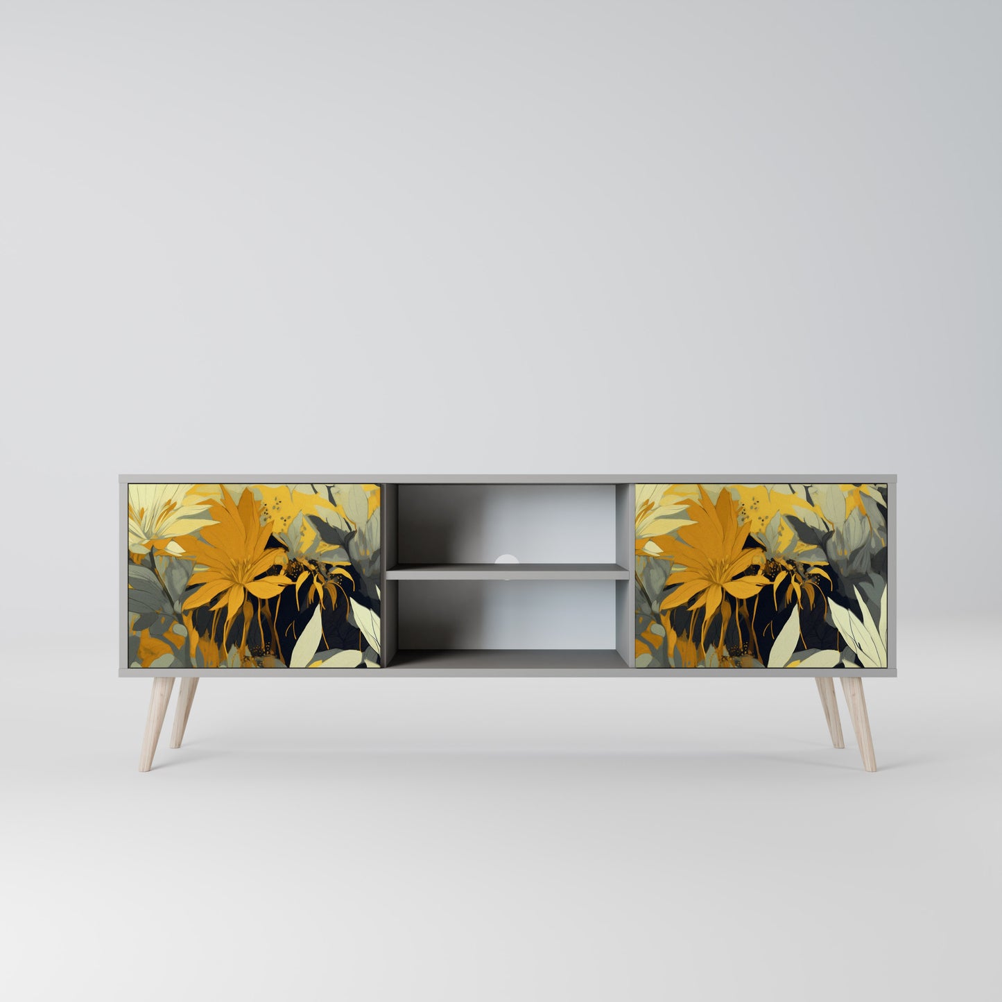 SUNKISSED LILY 2-Door TV Stand in Grey Finish