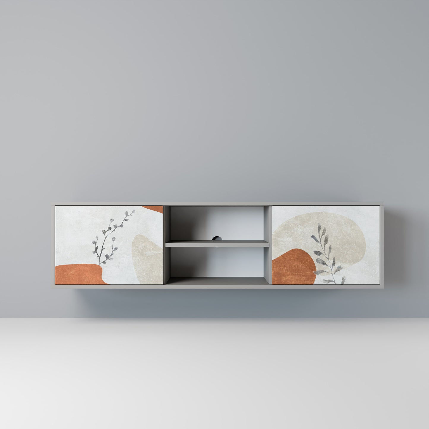TRANQUIL TWIG 2-dörrars TV-bänk i grå finish