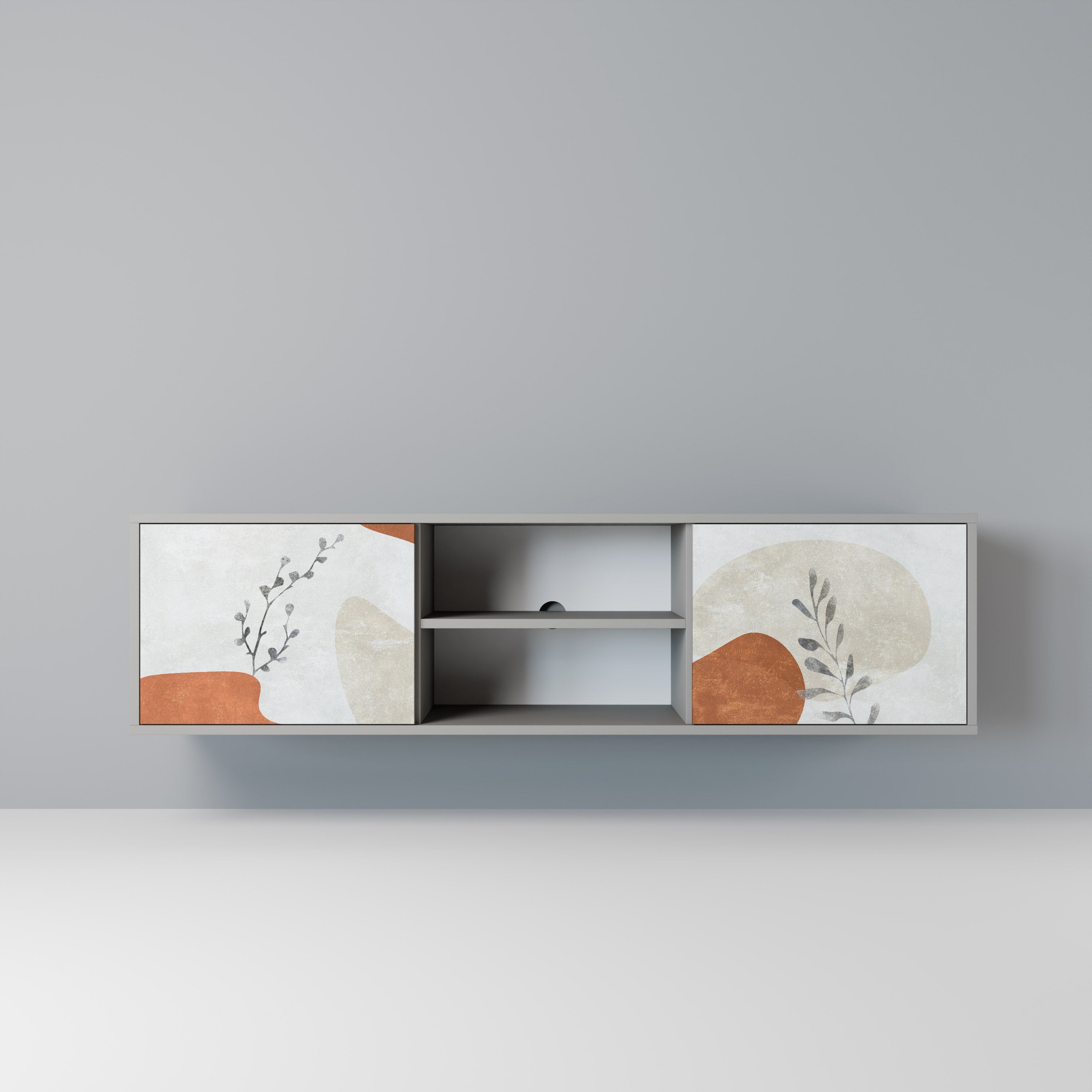 TRANQUIL TWIG 2-dörrars TV-bänk i grå finish