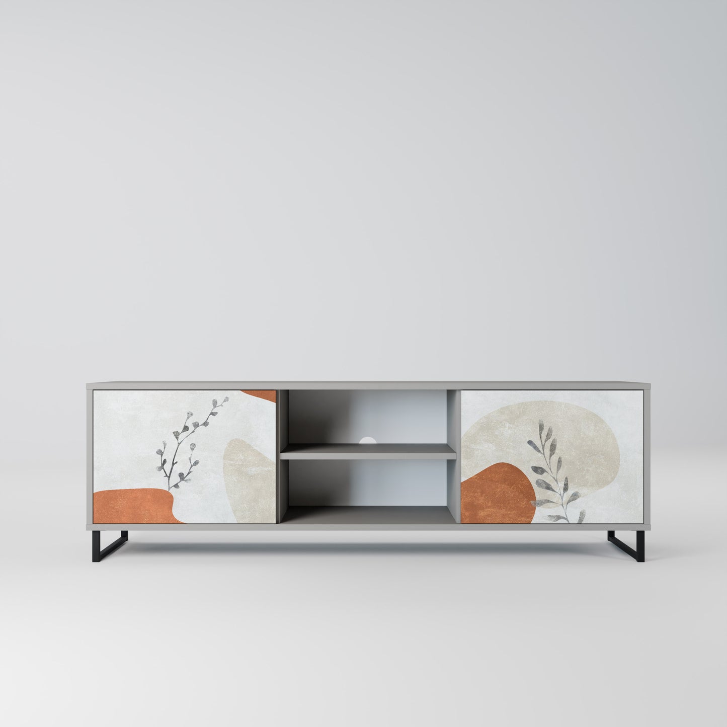 TRANQUIL TWIG 2-dörrars TV-bänk i grå finish