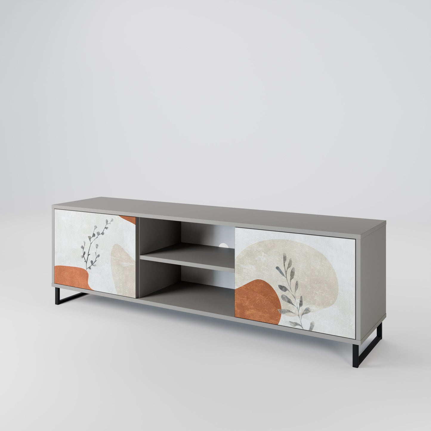 TRANQUIL TWIG 2-dörrars TV-bänk i grå finish