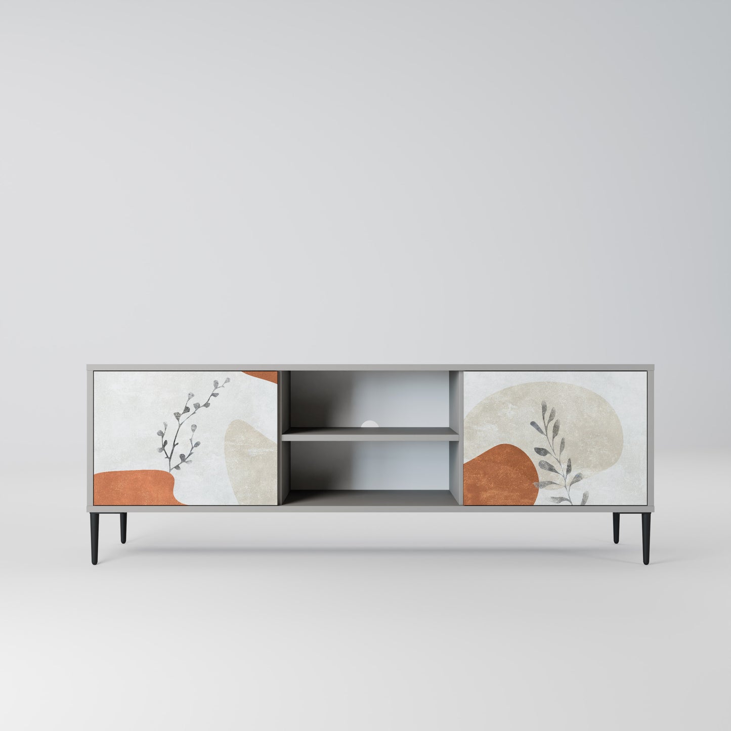 TRANQUIL TWIG 2-dörrars TV-bänk i grå finish