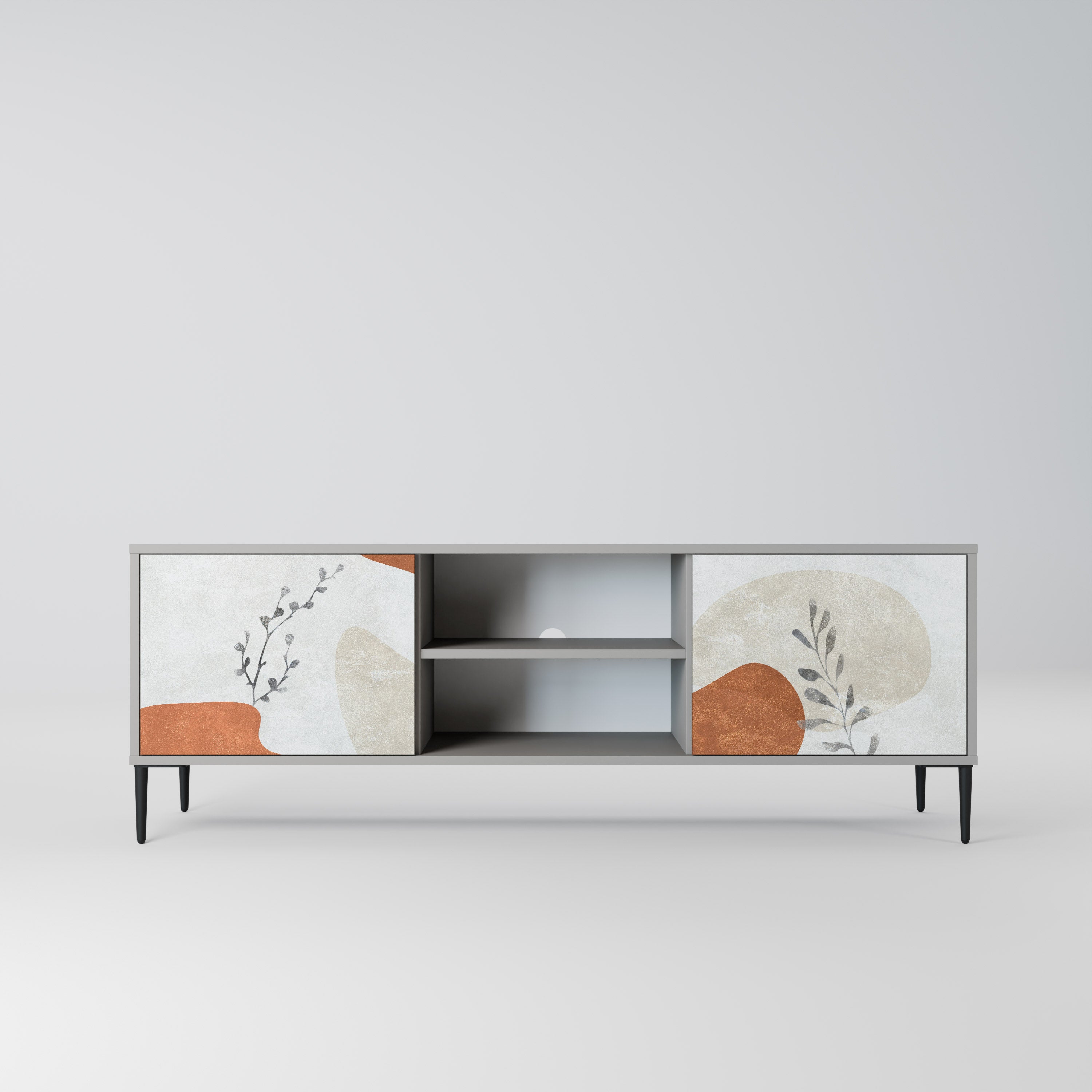 TRANQUIL TWIG 2-dörrars TV-bänk i grå finish