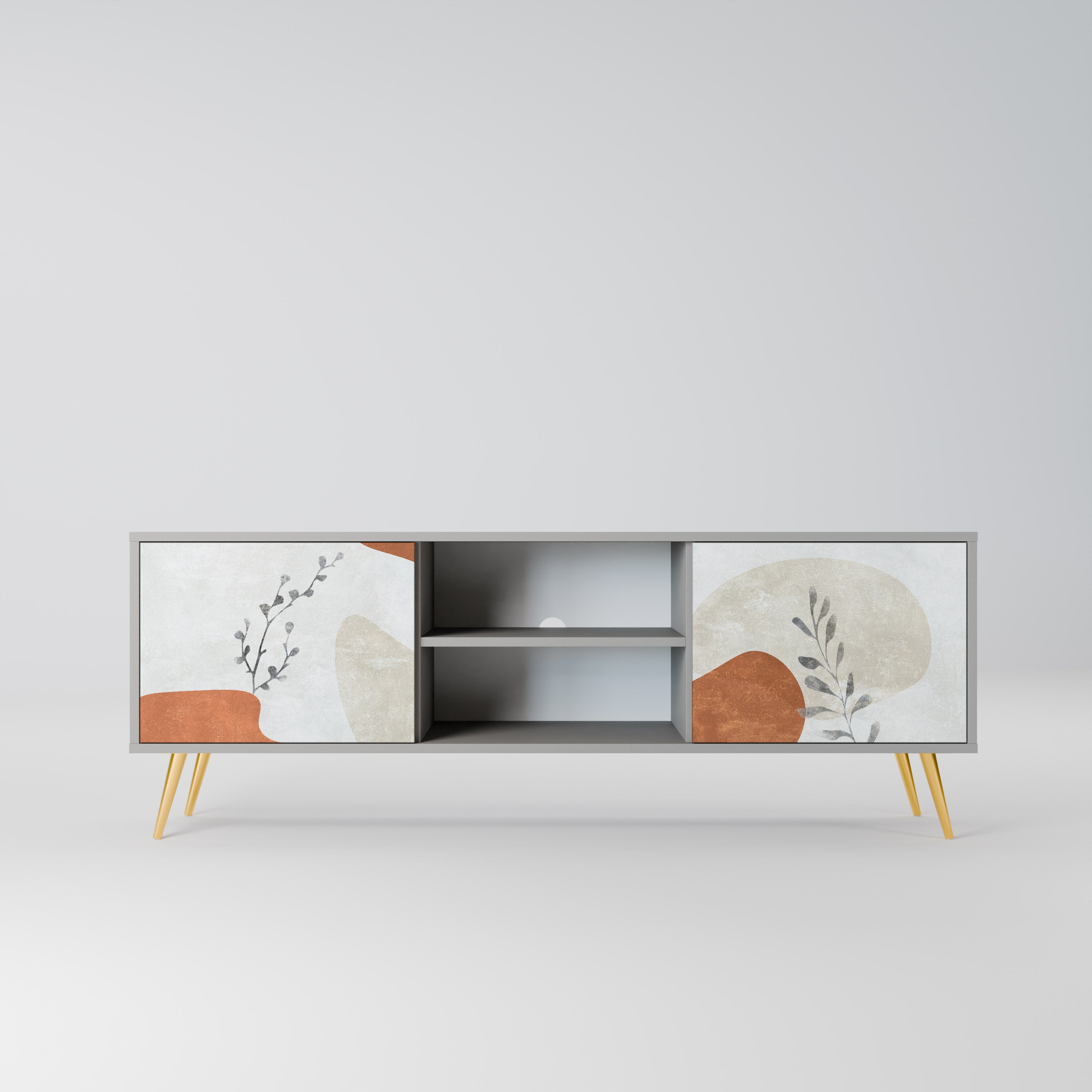 TRANQUIL TWIG 2-dörrars TV-bänk i grå finish